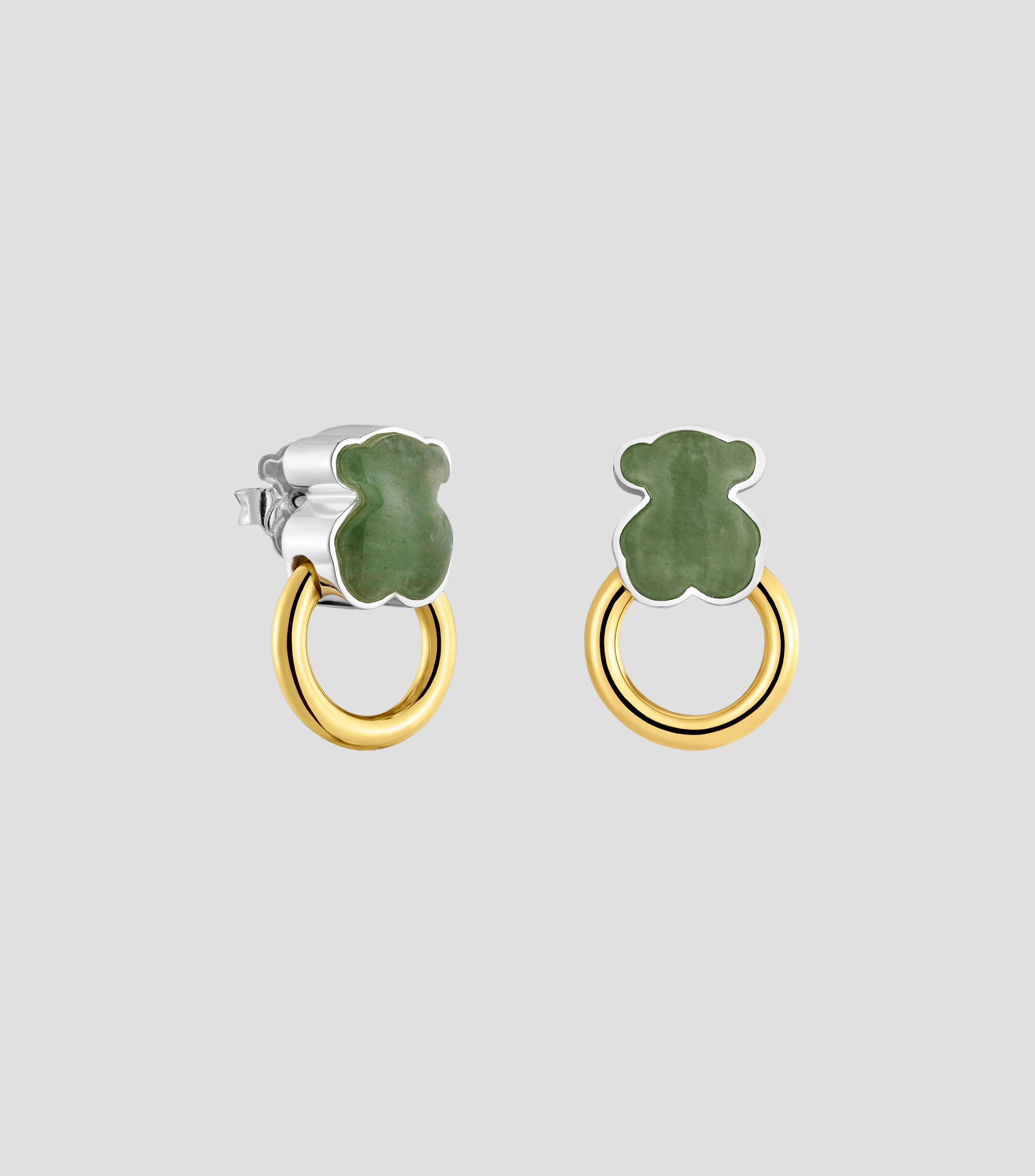 Aretes de aro bicolor con aventurina Tous Gem Power Mujer