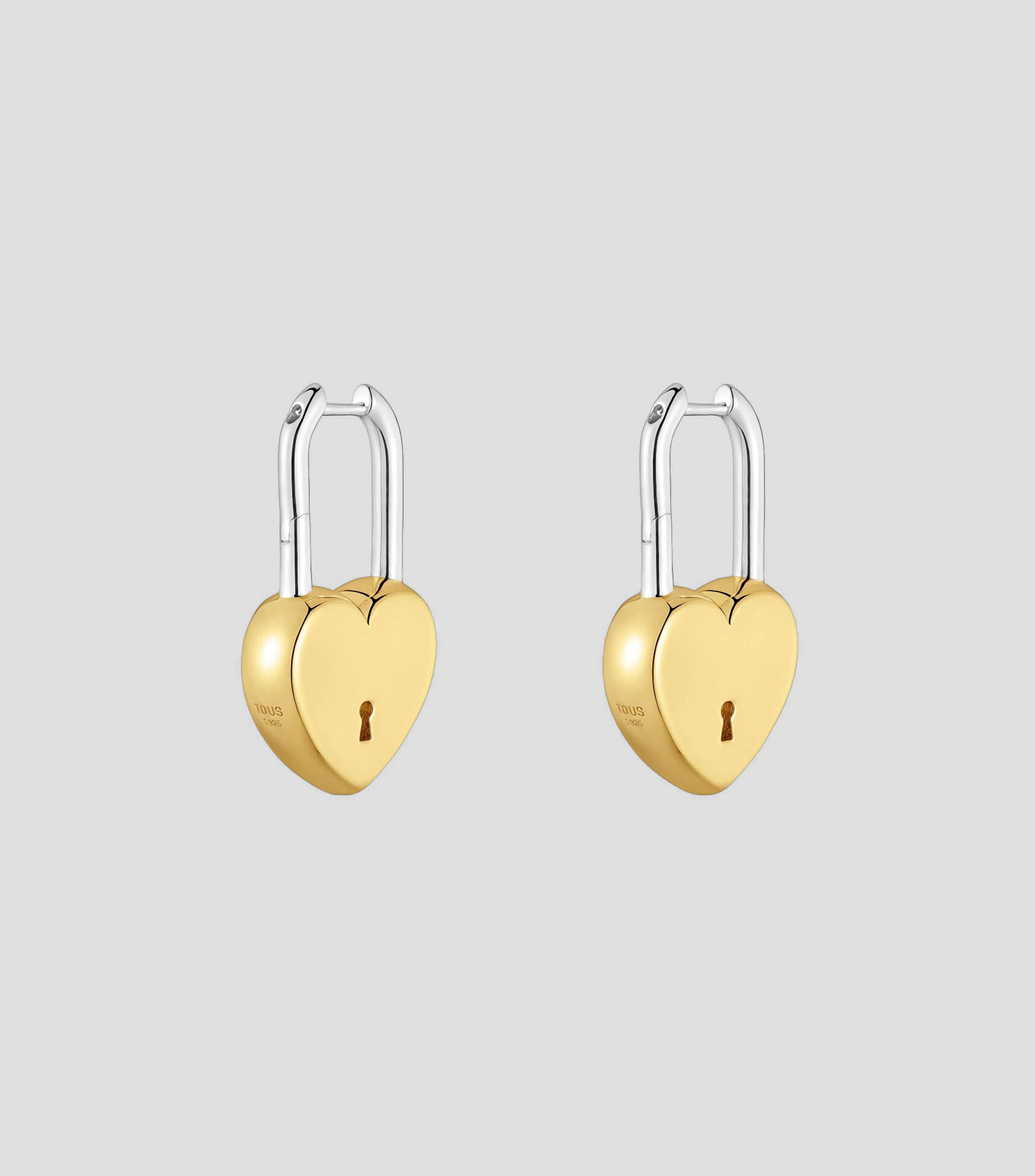 Aretes en plata corazón candado Tous Unlock Mujer
