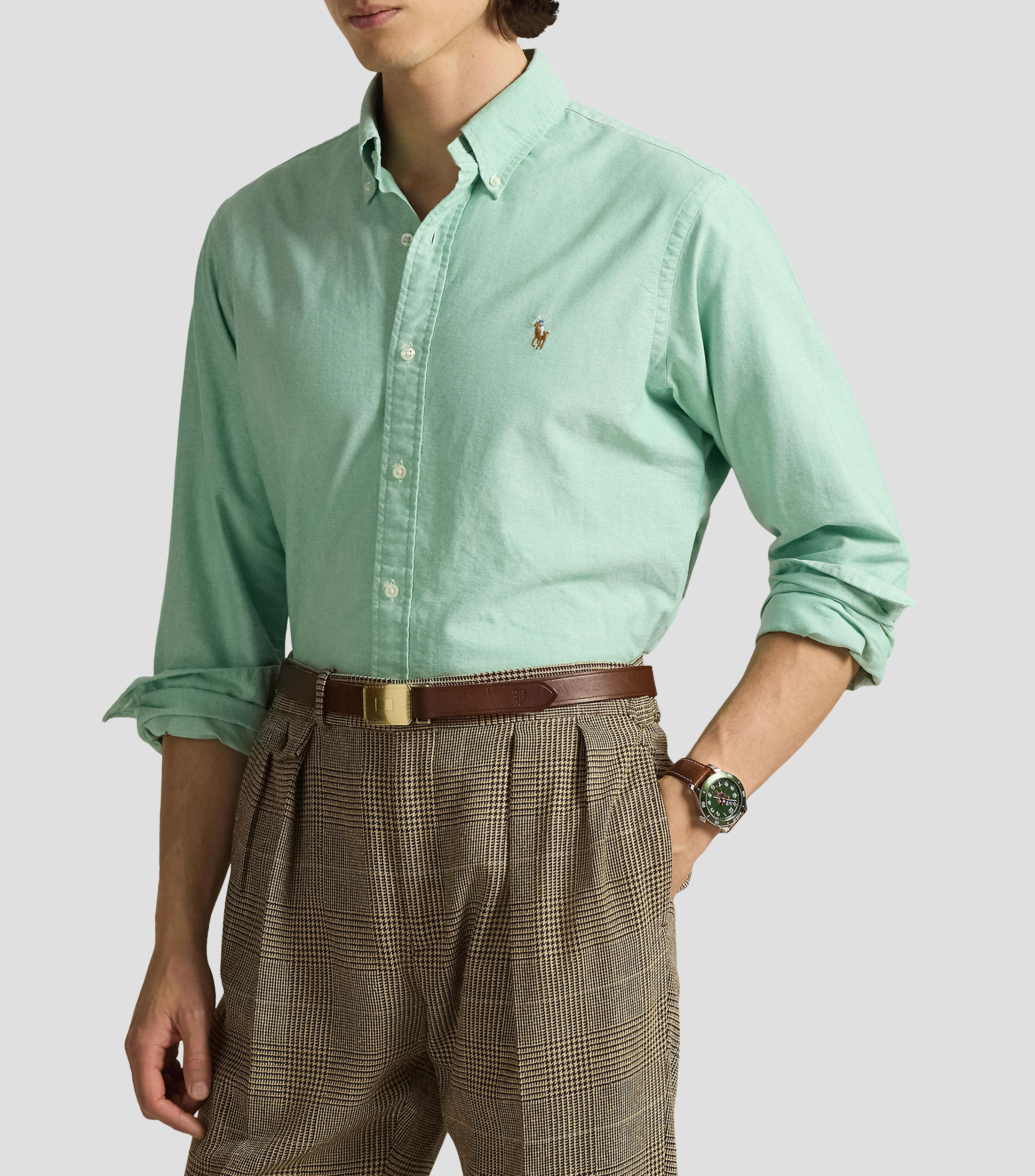 Camisa lisa manga larga Hombre