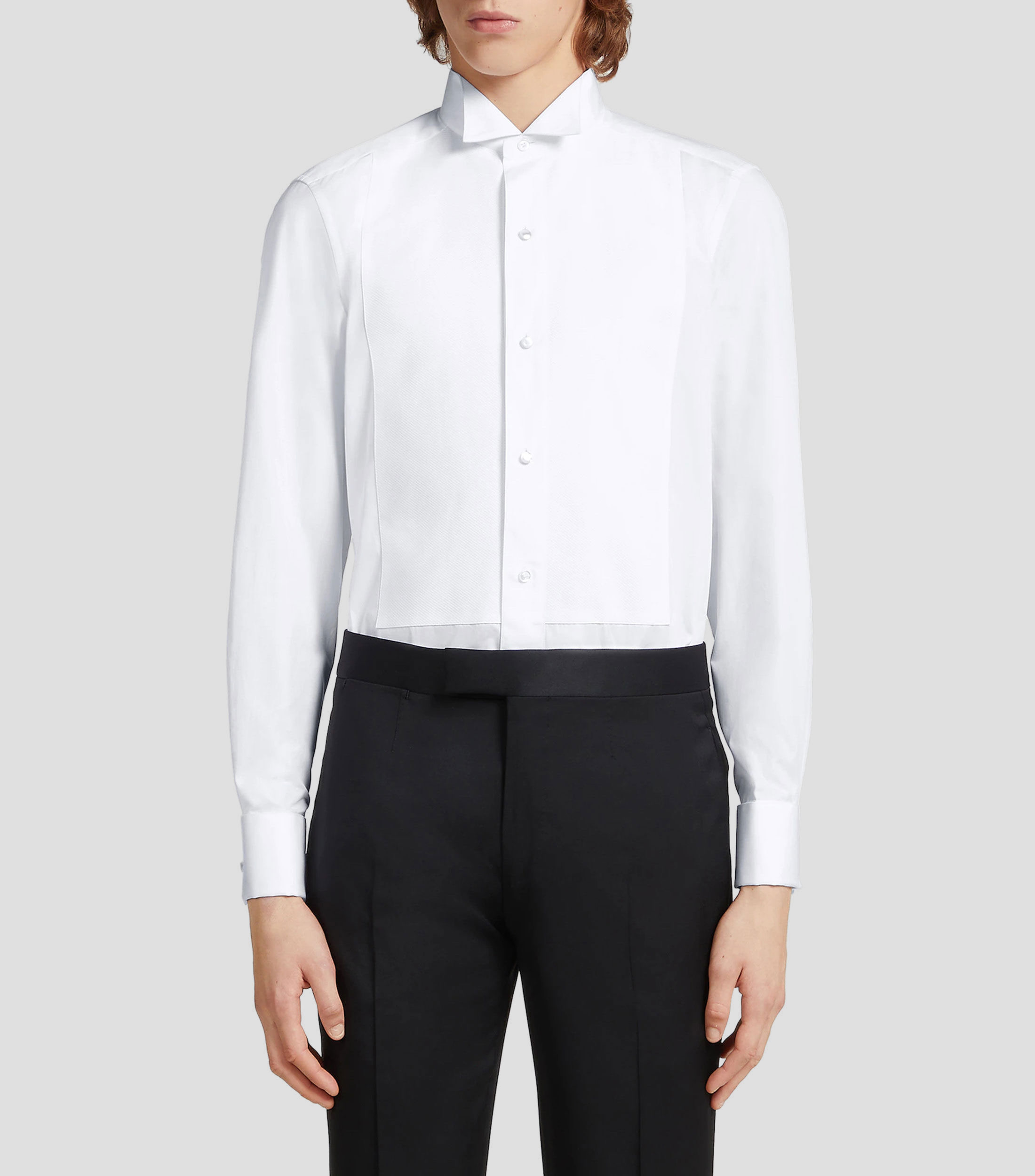 Camisa de vestir lisa manga larga Hombre