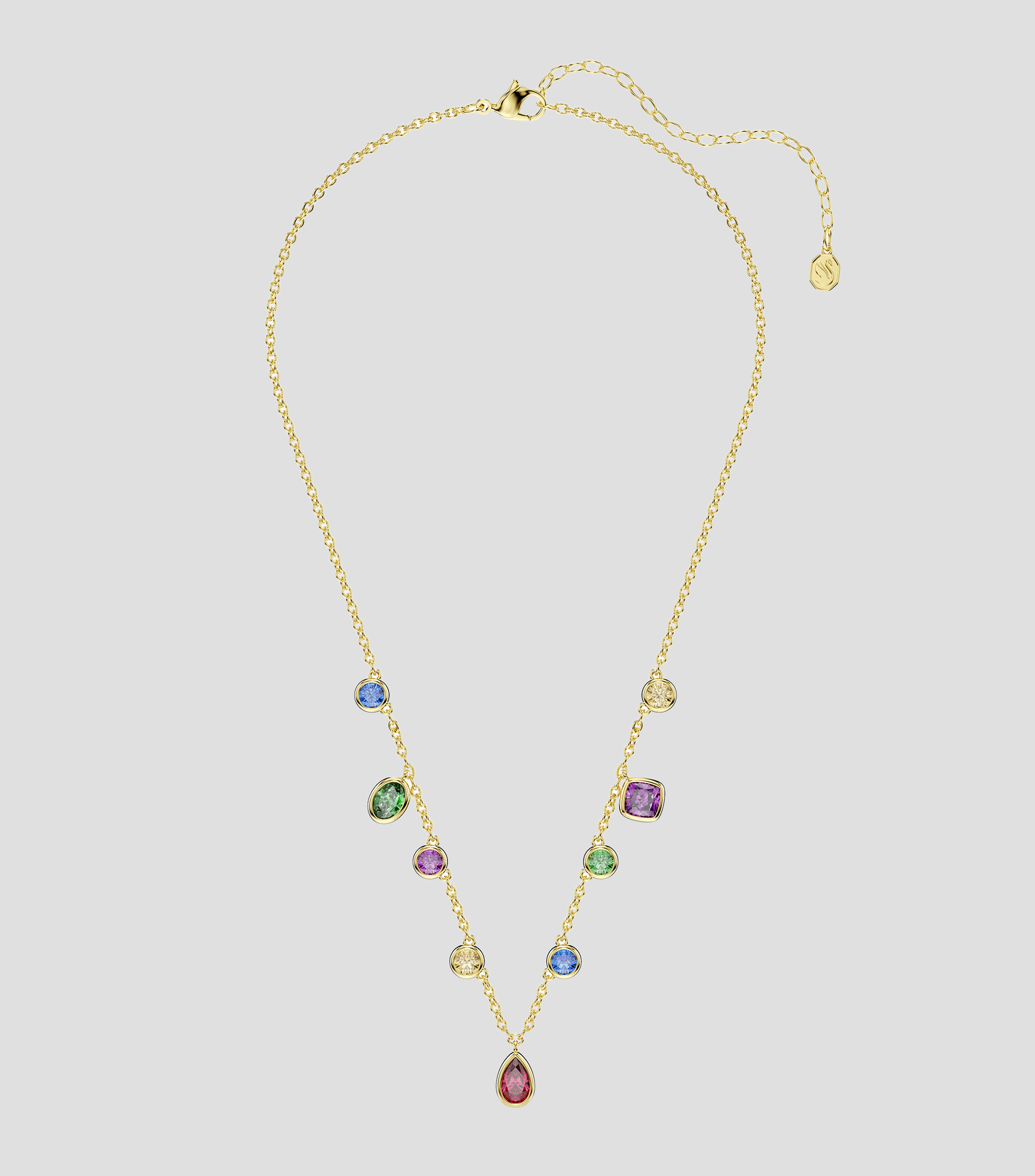 Collar con colgantes redondos y de gota con cristales multicolor Imber Mujer