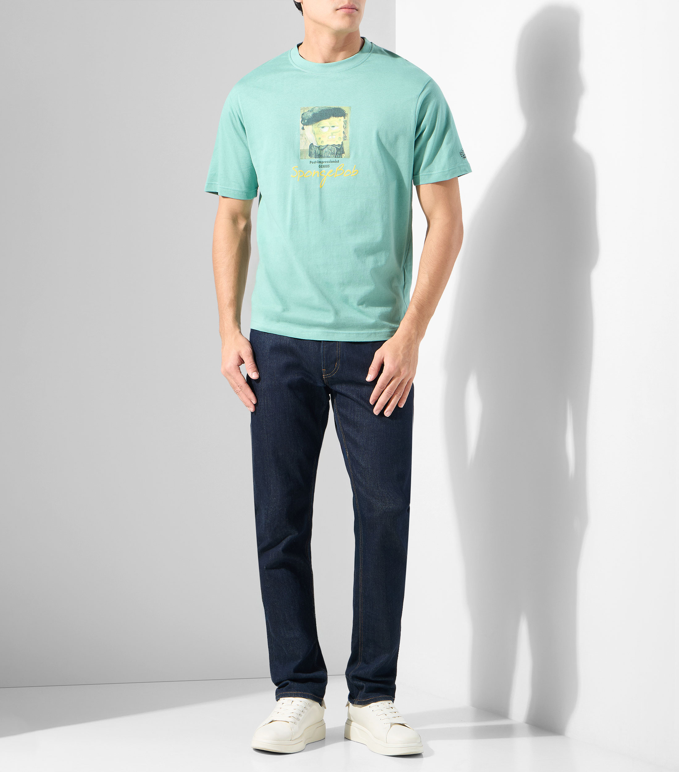 Playera cuello redondo manga corta estampada Hombre