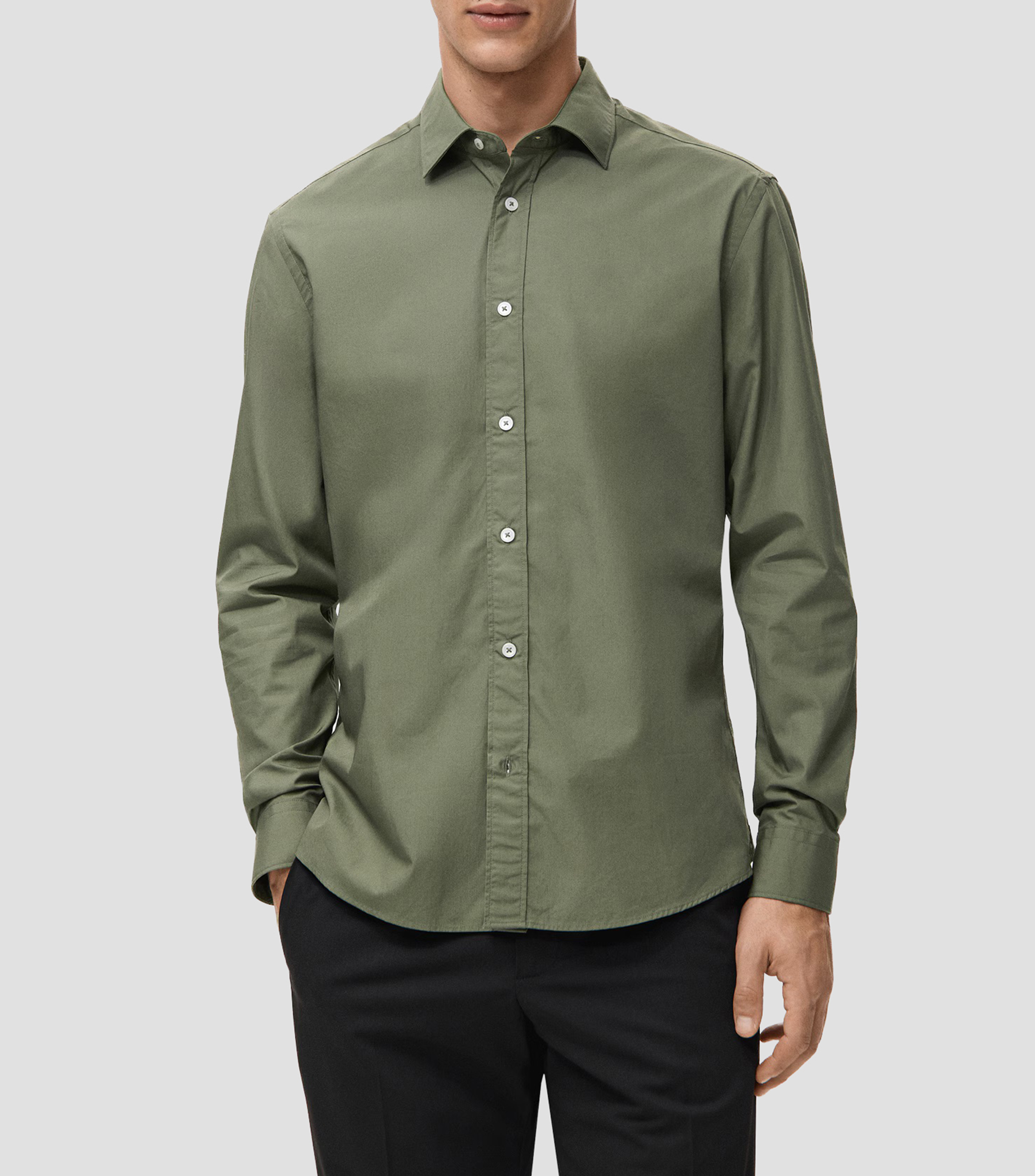 Camisa lisa de manga larga Hombre