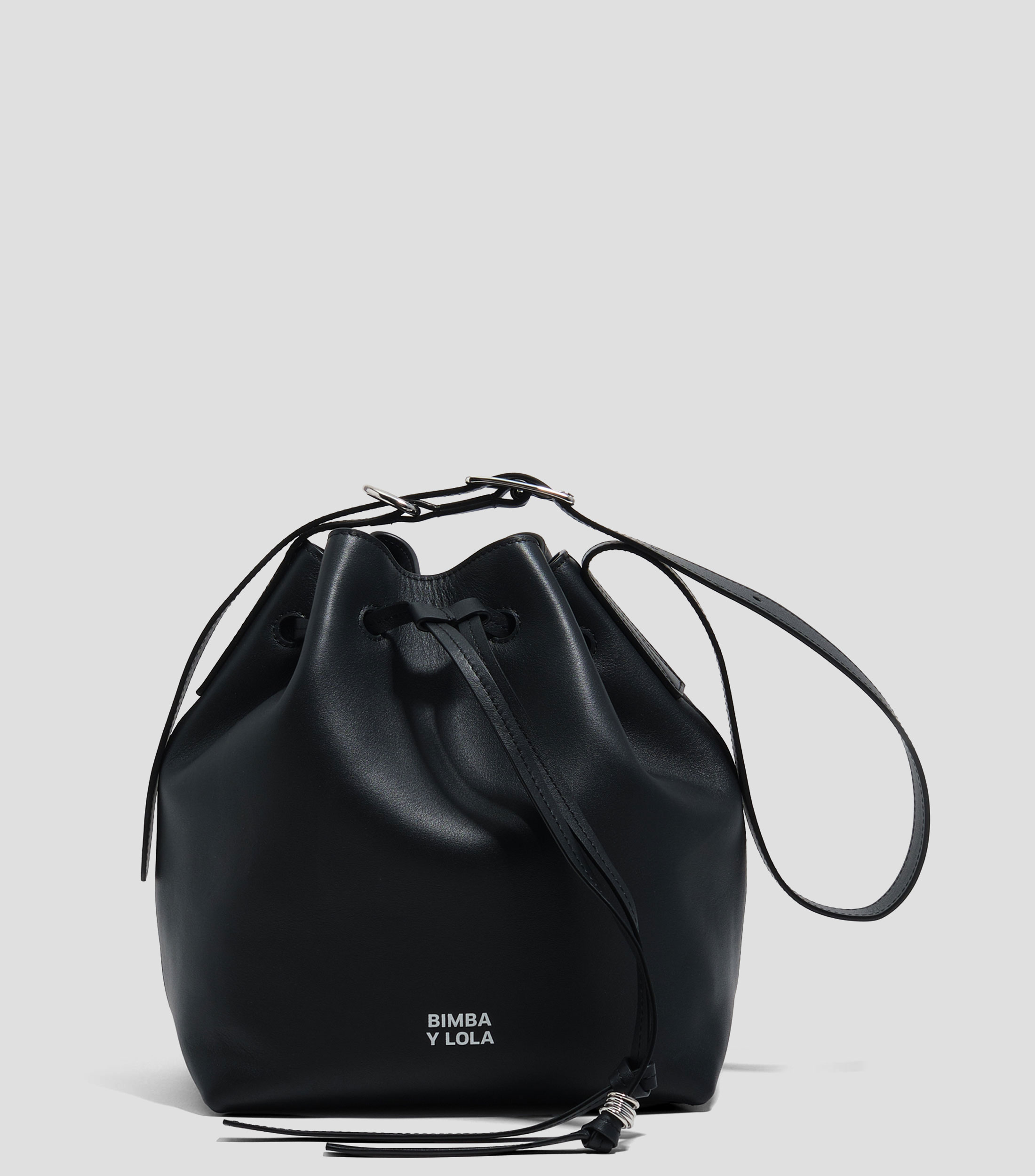 Bolsa bucket grande en piel antracita Mujer