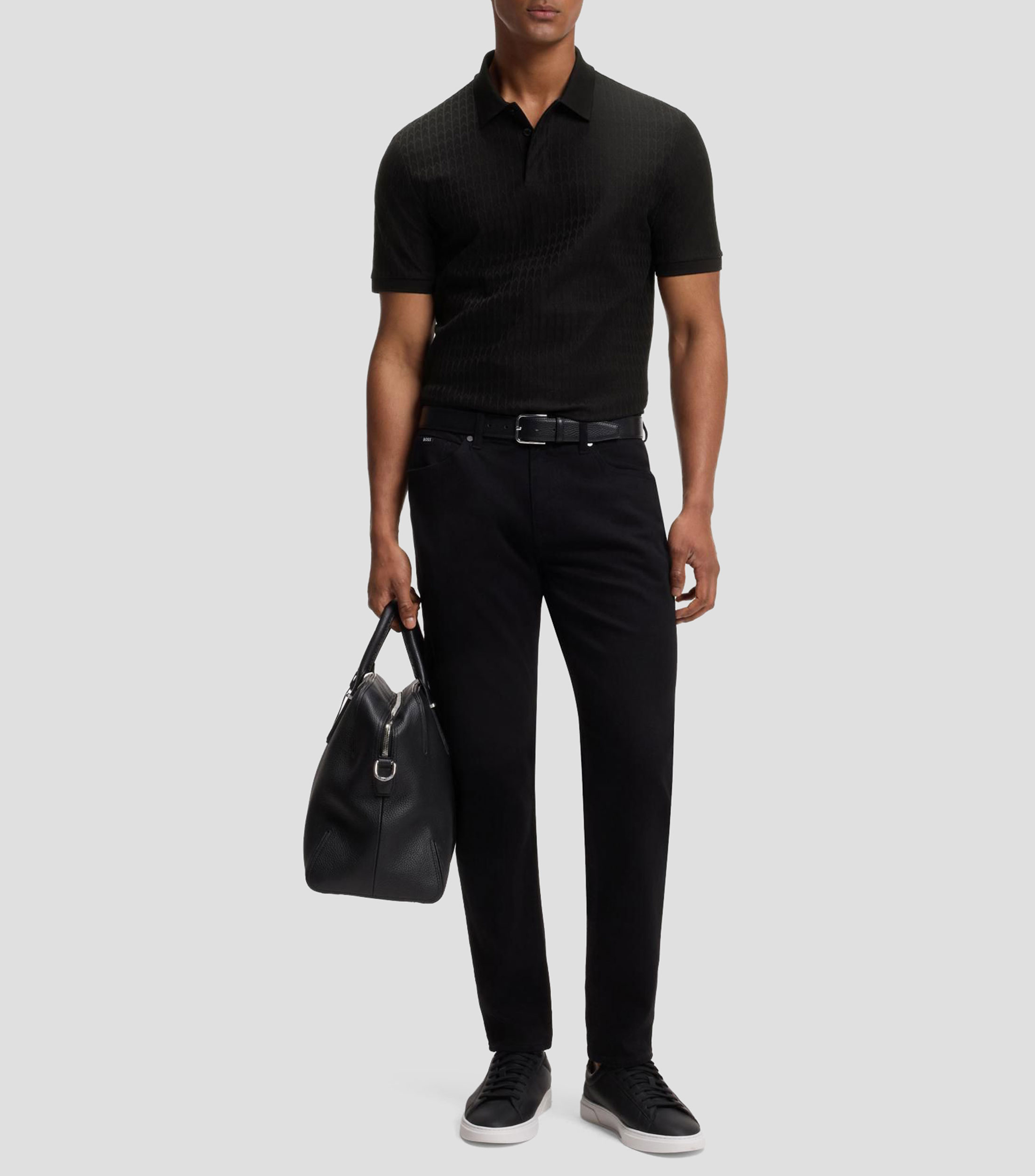 Playera tipo polo de algodón con jacquard geométrico Hombre