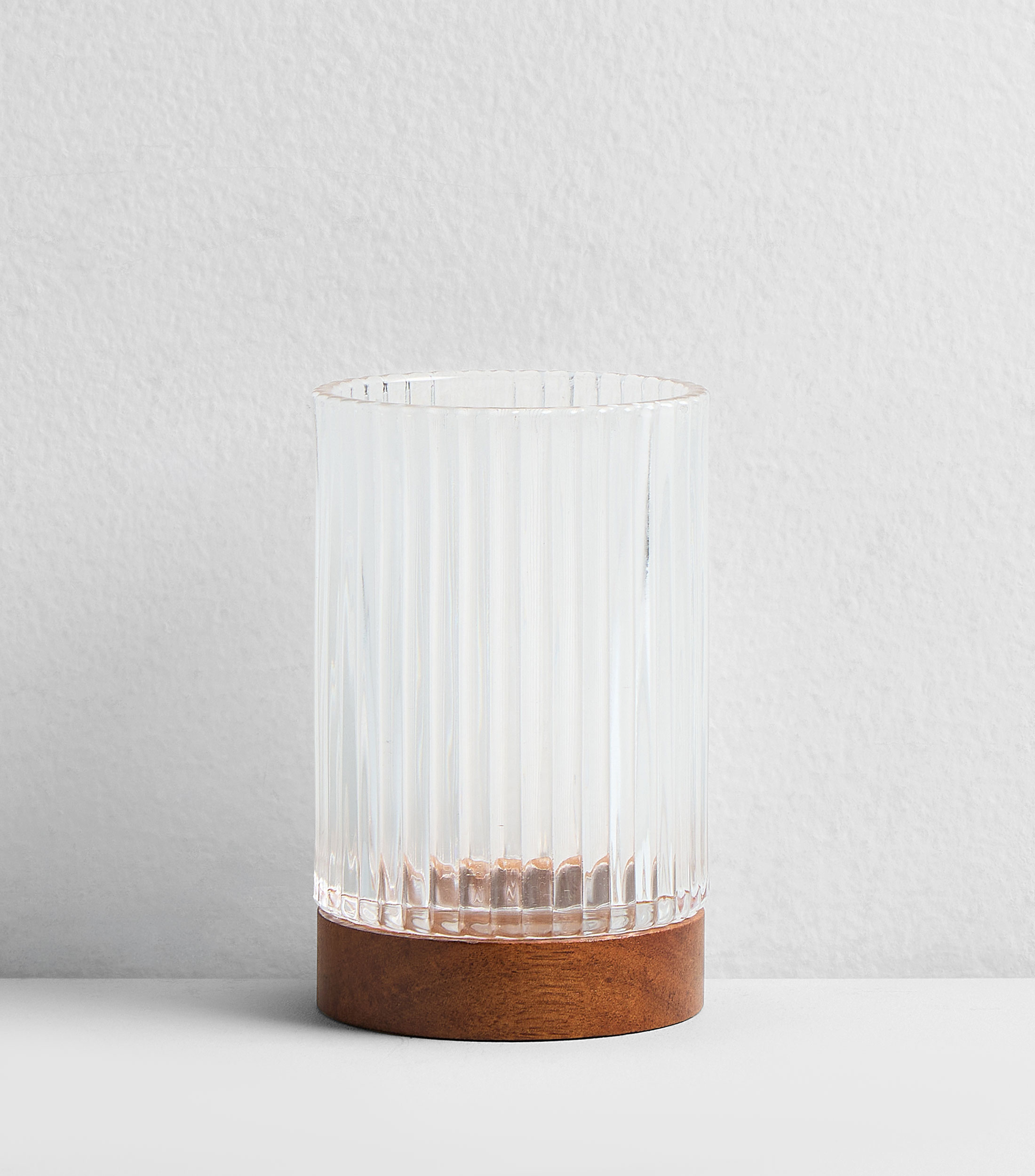 Portacepillos en cristal y madera
