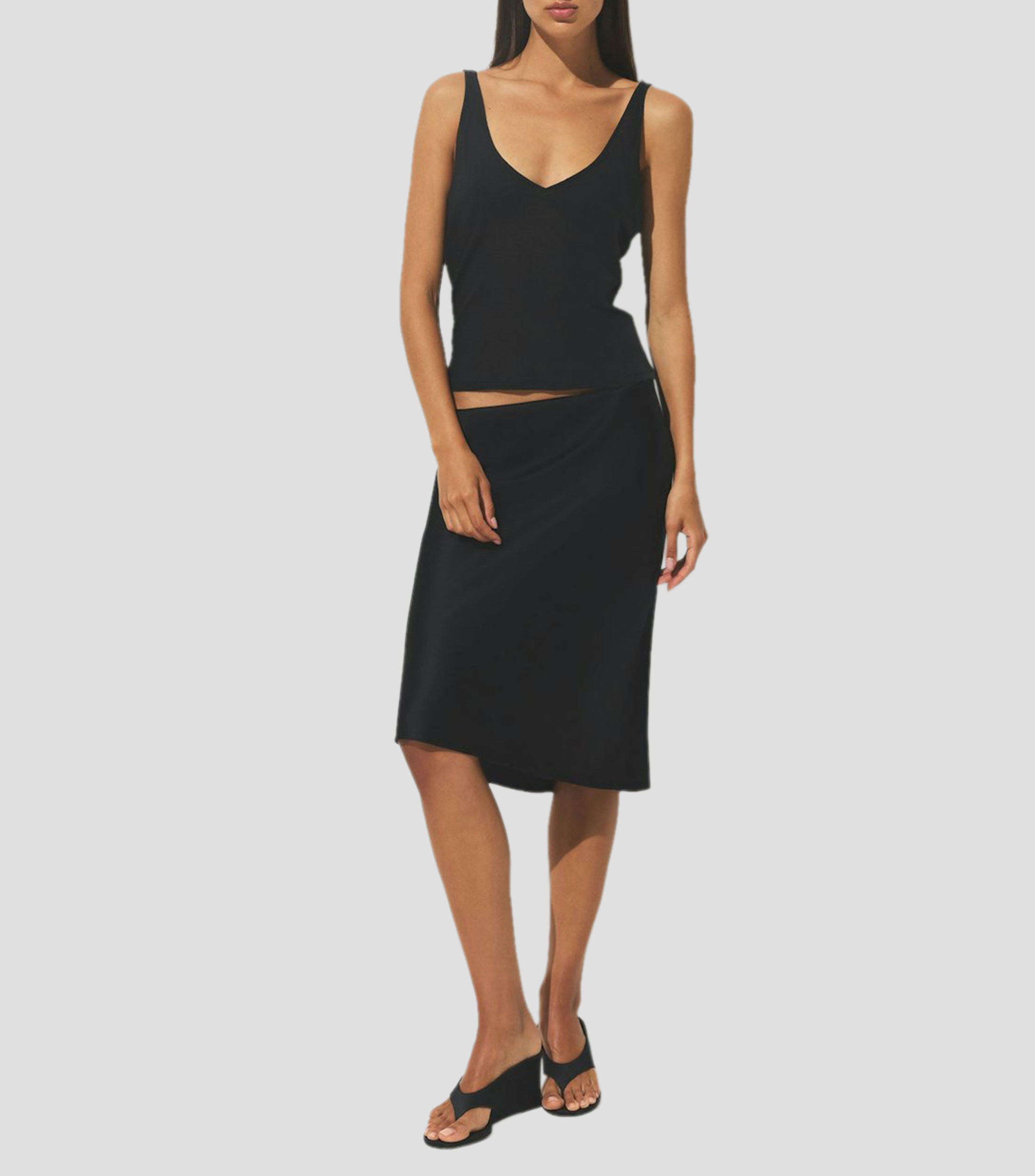 Tank cuello V sin mangas sólido Mujer