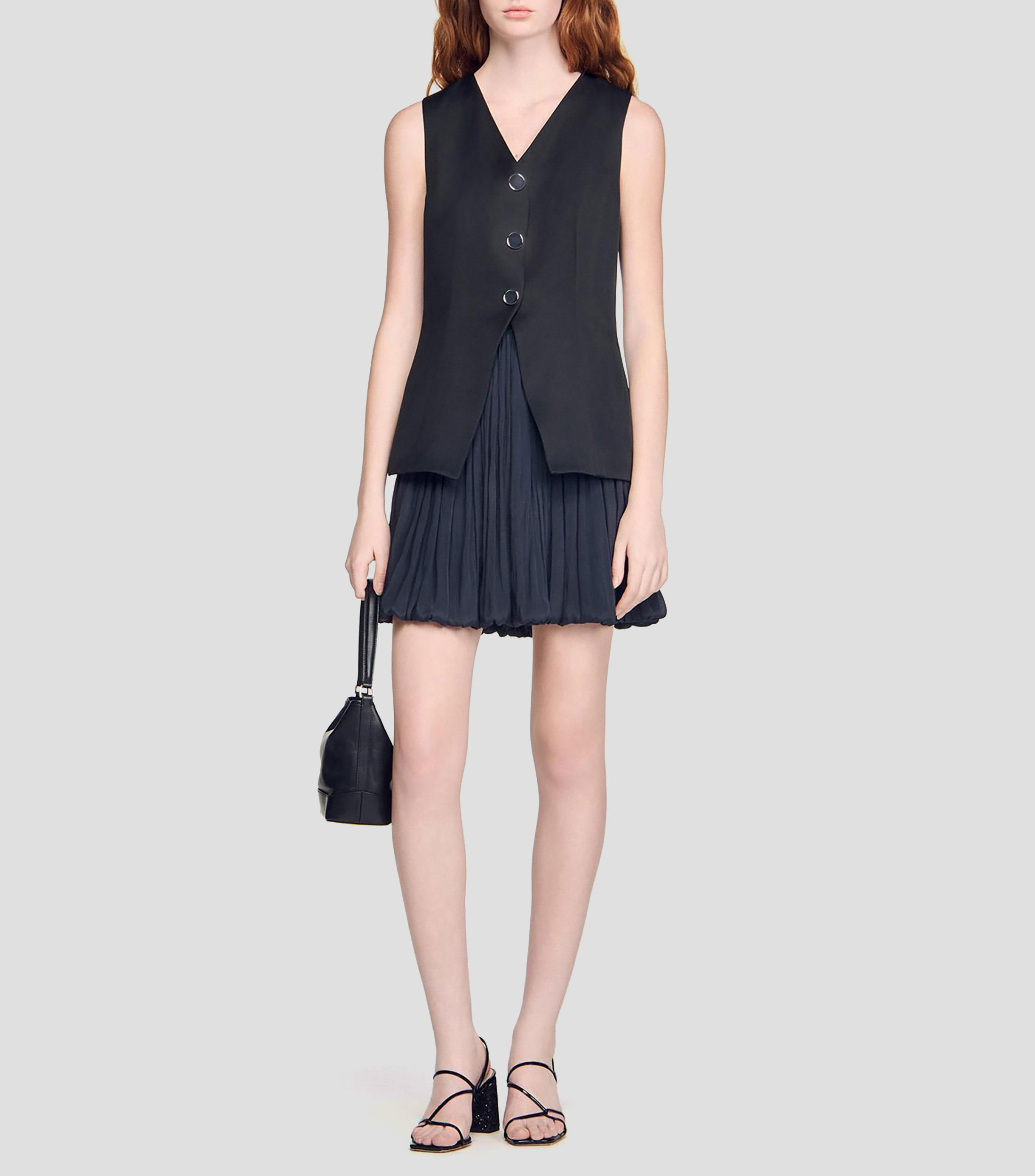 Vestido corto liso Mujer