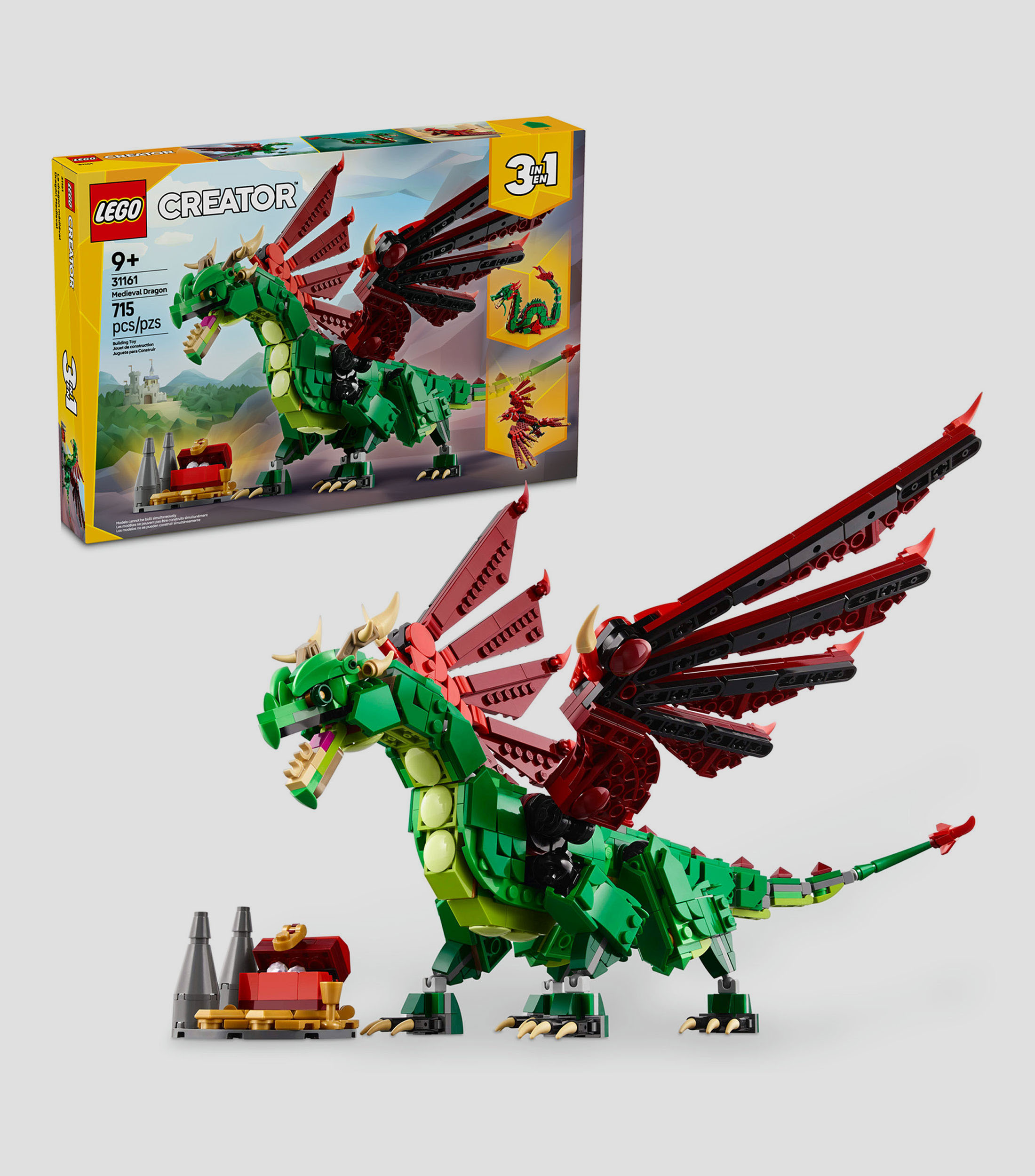 Lego Creator 3en1 Dragón Medieval Juguete de Construcción 31161