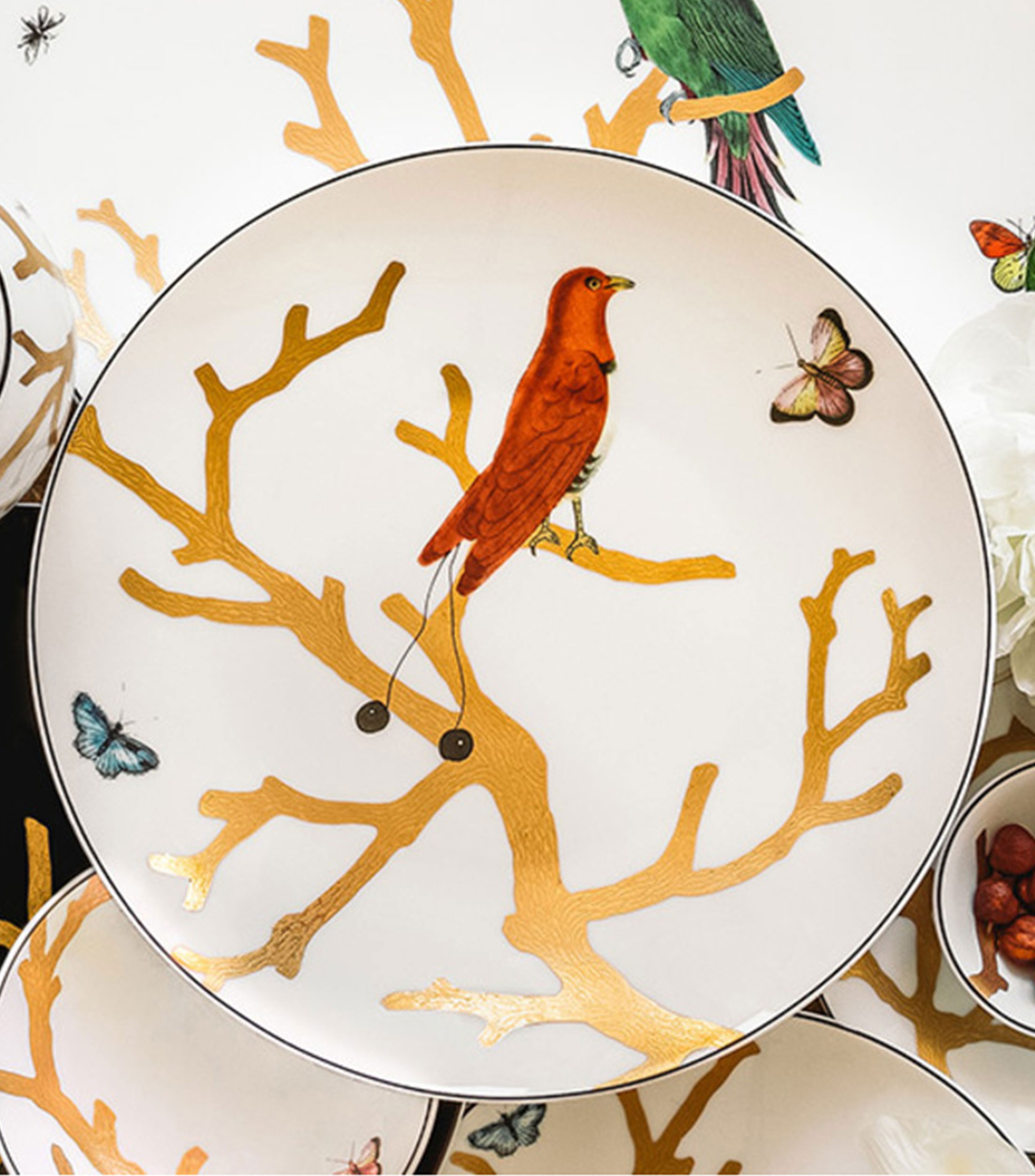 Plato para Postre Aux Oiseaux con ave