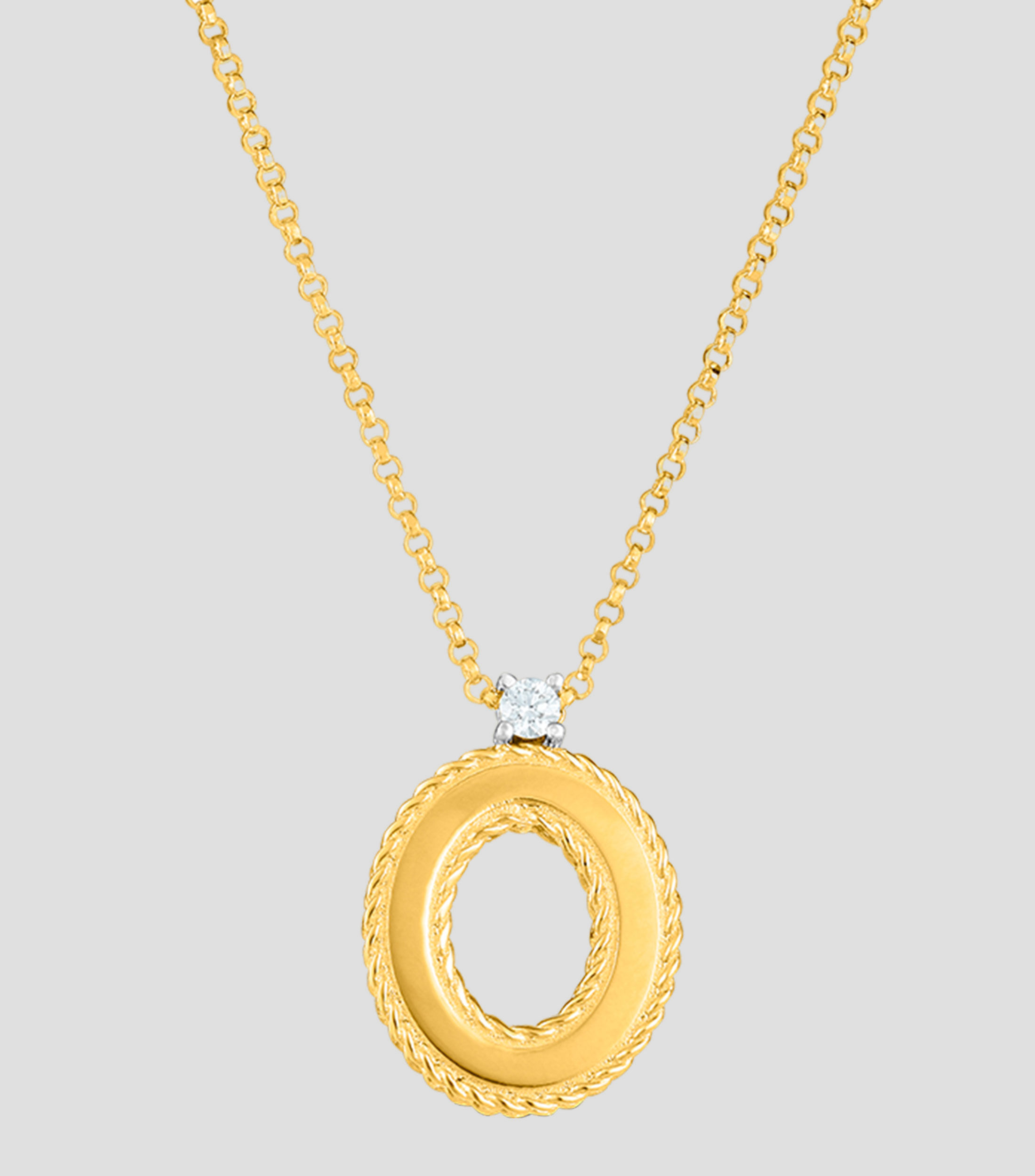 Collar en oro amarillo 18 Kilates letra O con diamante Mujer