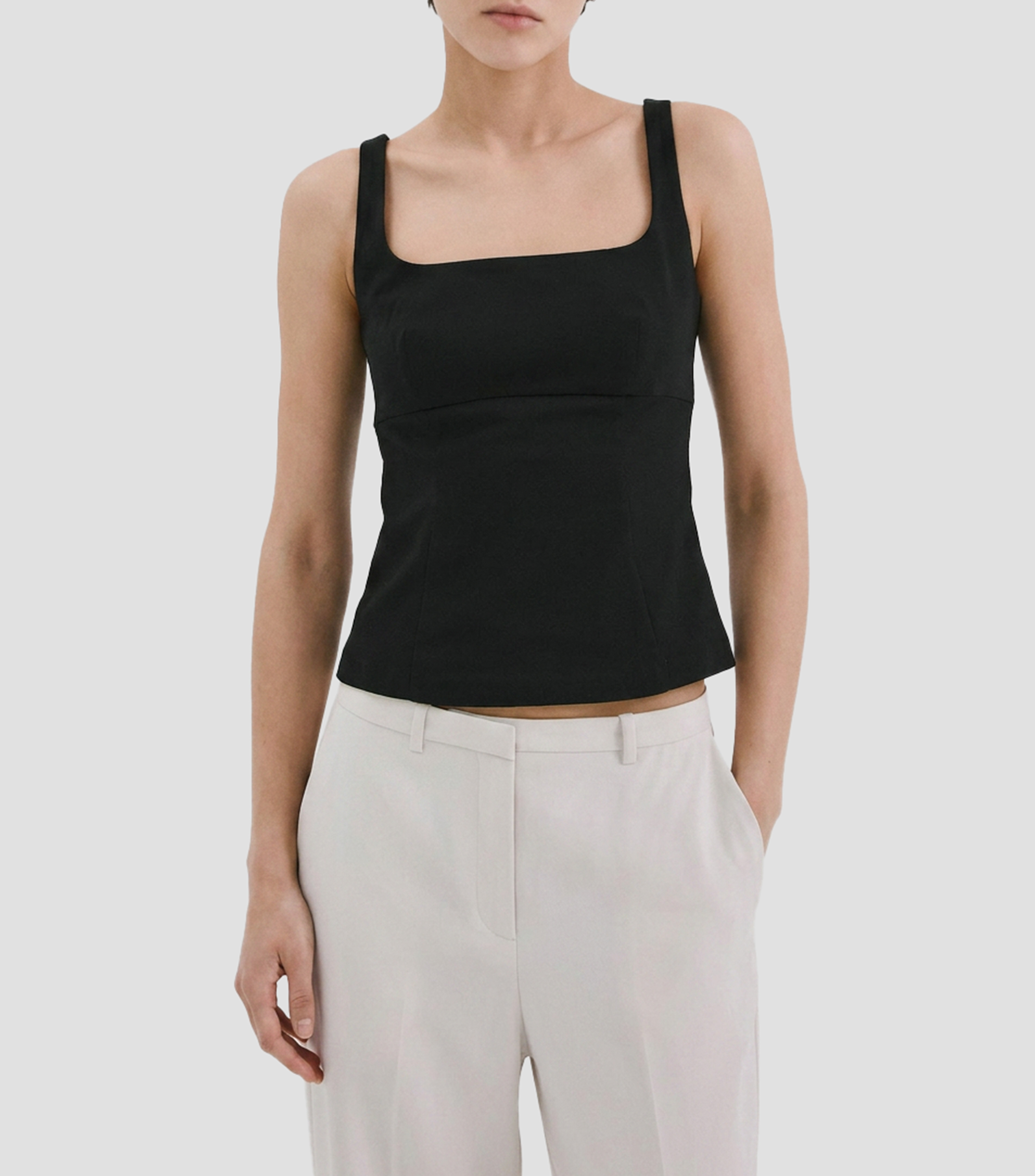 Top cuello cuadrado sin mangas liso Mujer