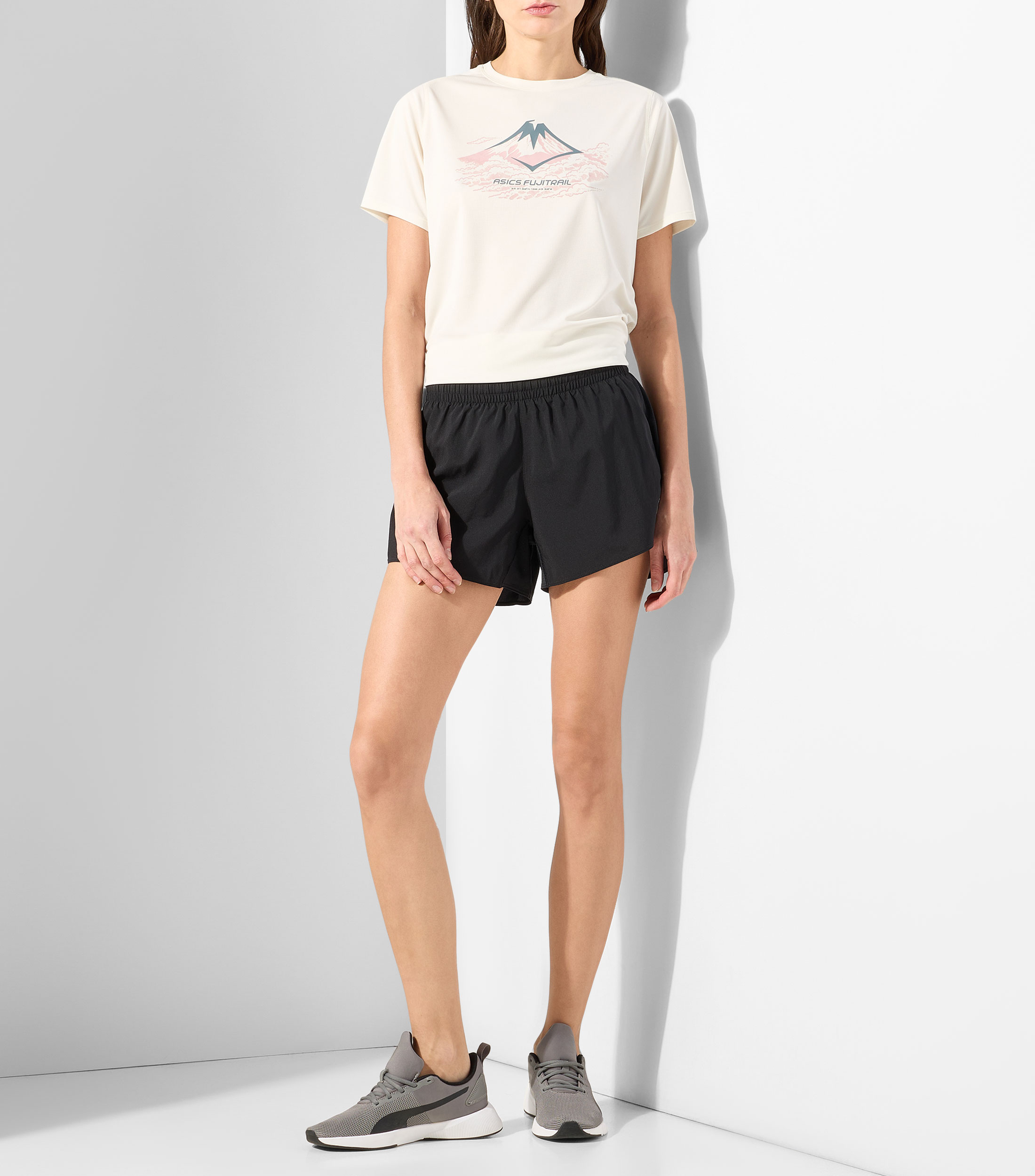 Playera para correr cuello redondo manga corta estampada Mujer