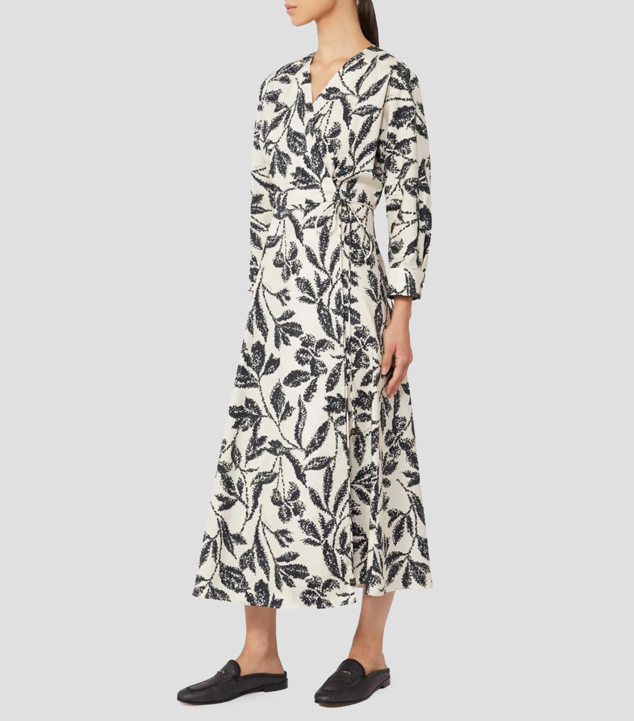 Vestido midi con manga 3/4 estampado Mujer