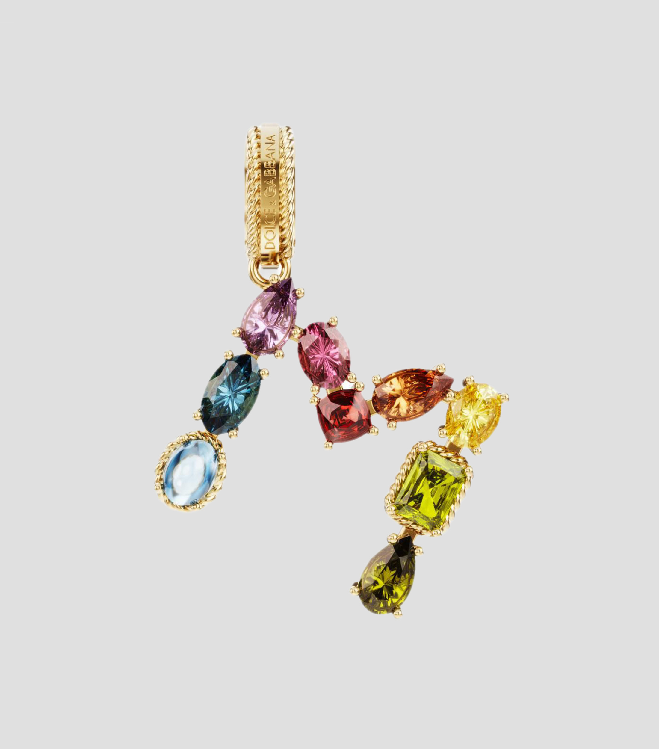 Charm Mini Letra M en Oro de 18 Kilates con gemas naturales Mujer