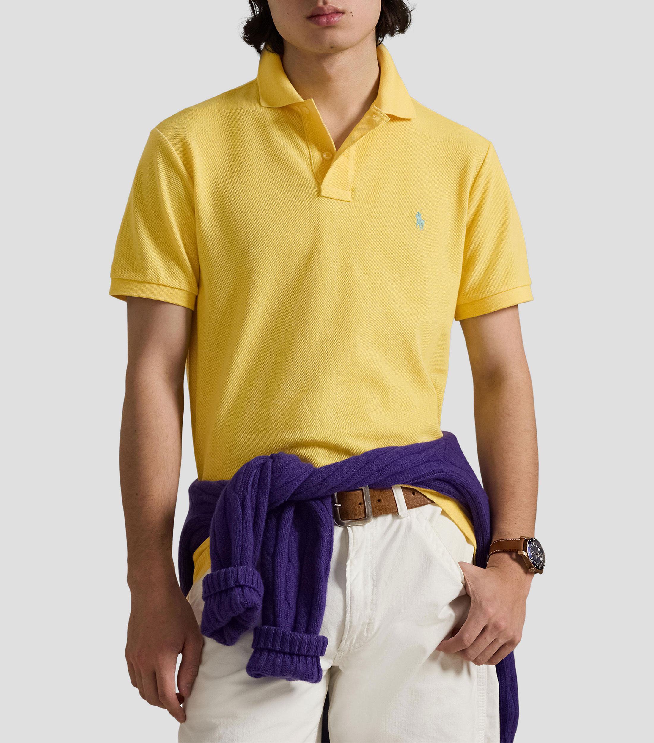 Playera tipo polo manga corta lisa Hombre