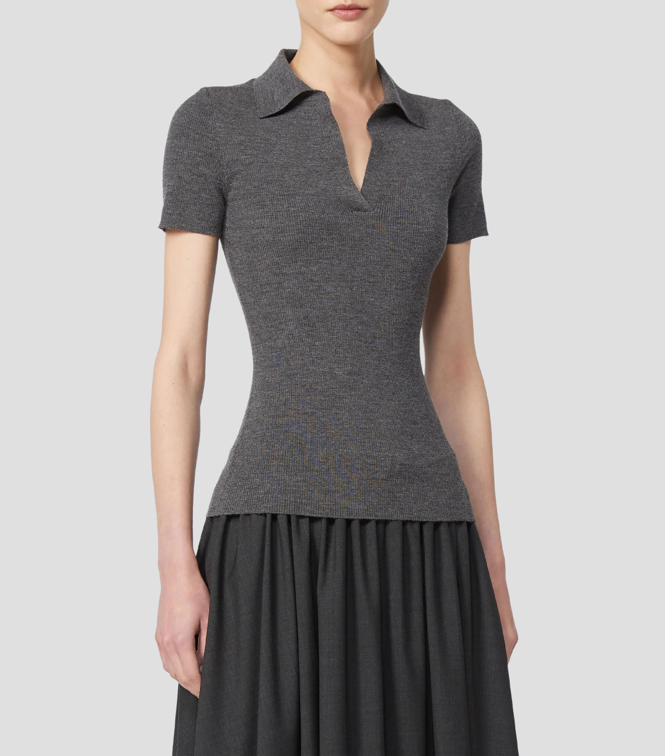 Blusa lisa con manga corta Mujer