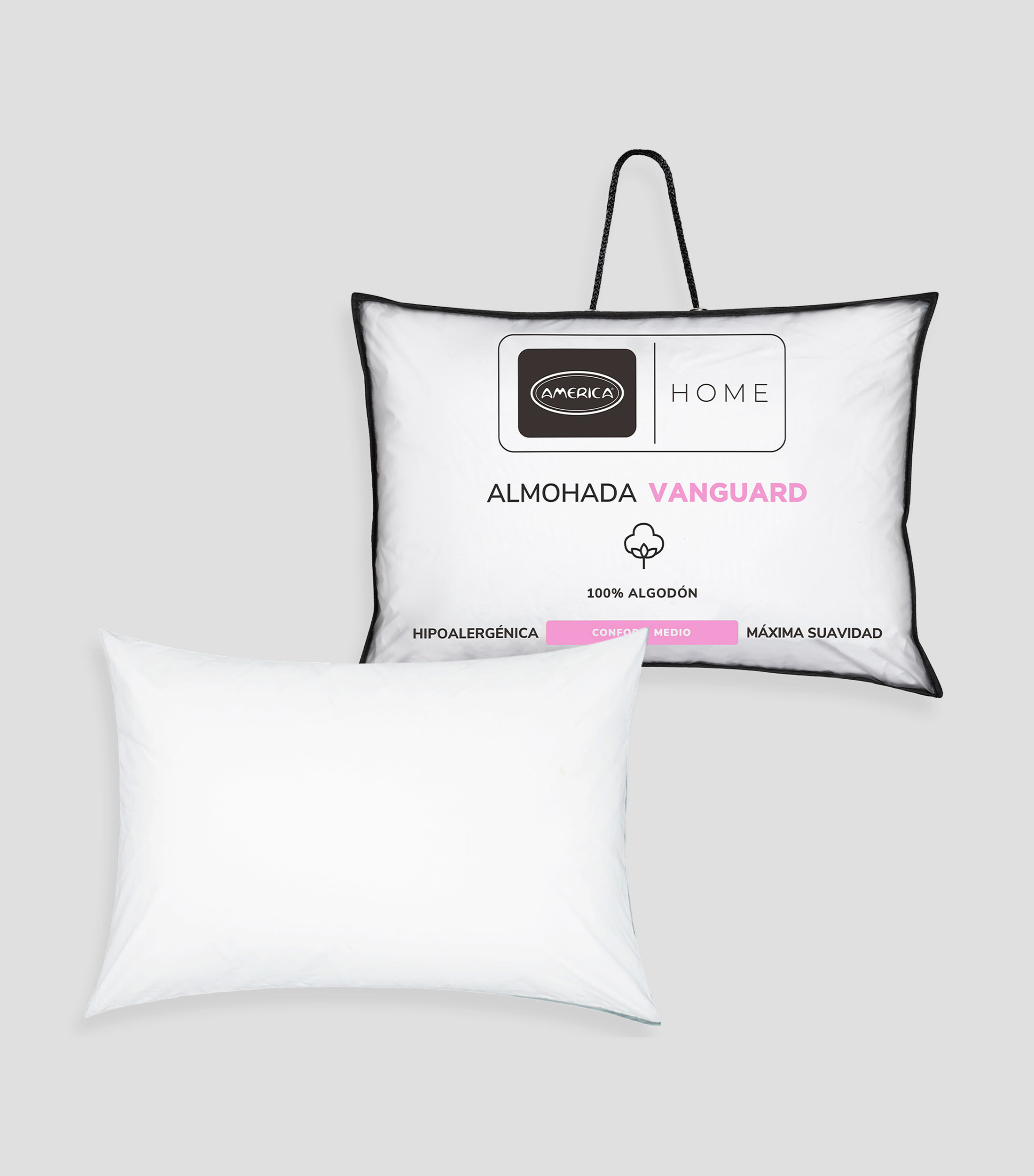 Almohada Estándar Down Alternative-Microgel Confort Medio Vanguard Blanca