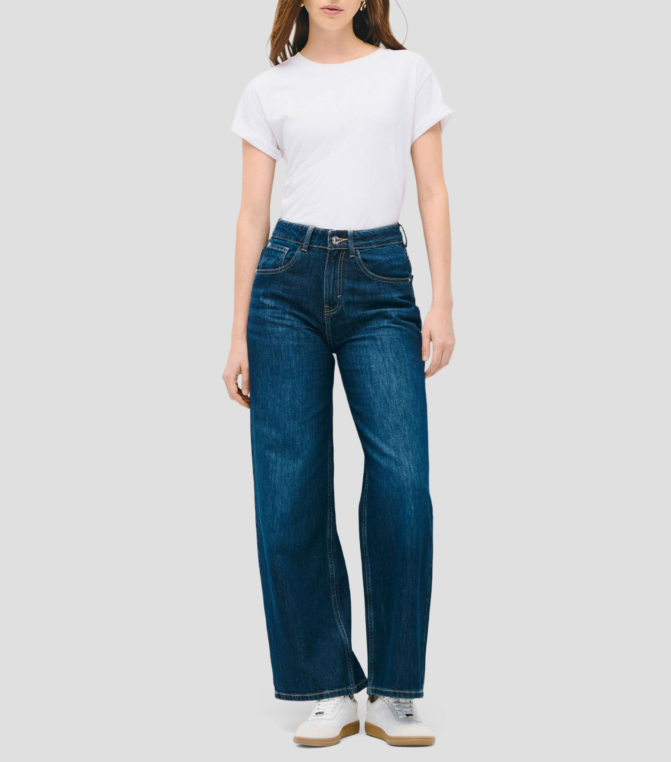 Jeans Wide Leg Tiro Alto Mujer
