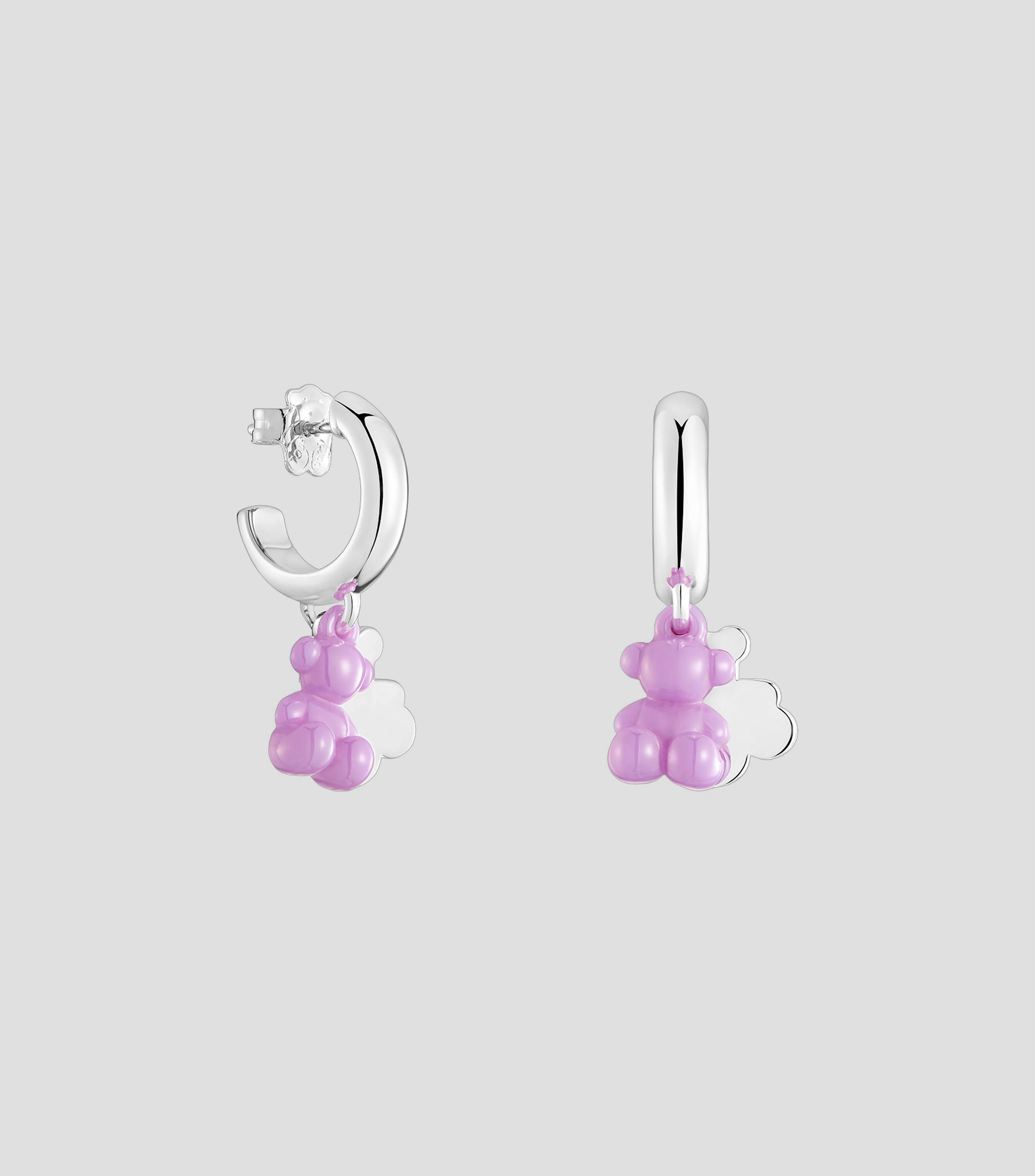 Aretes en plata Bold Bear con cerámica Mujer