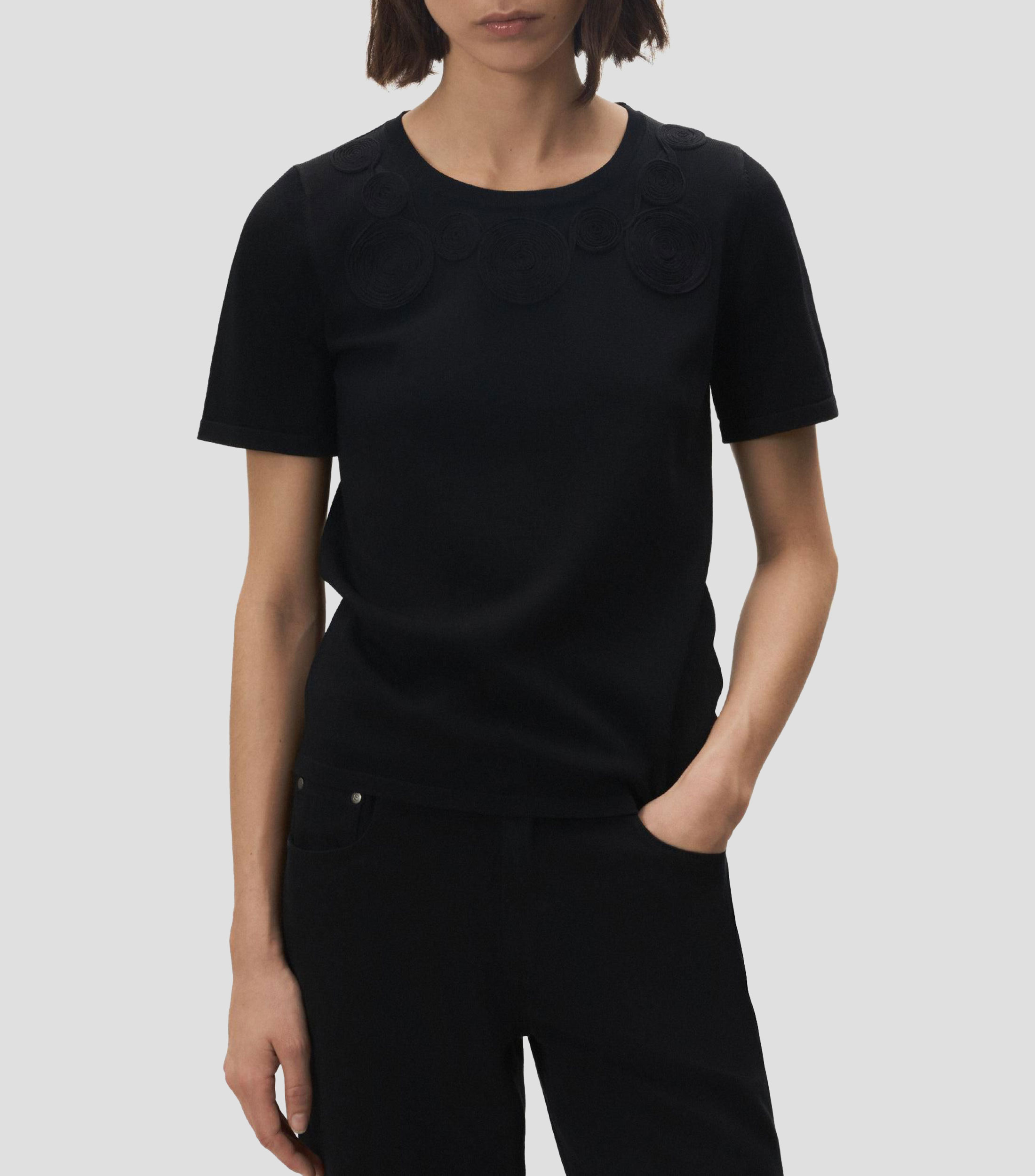 Top liso de manga corta Mujer