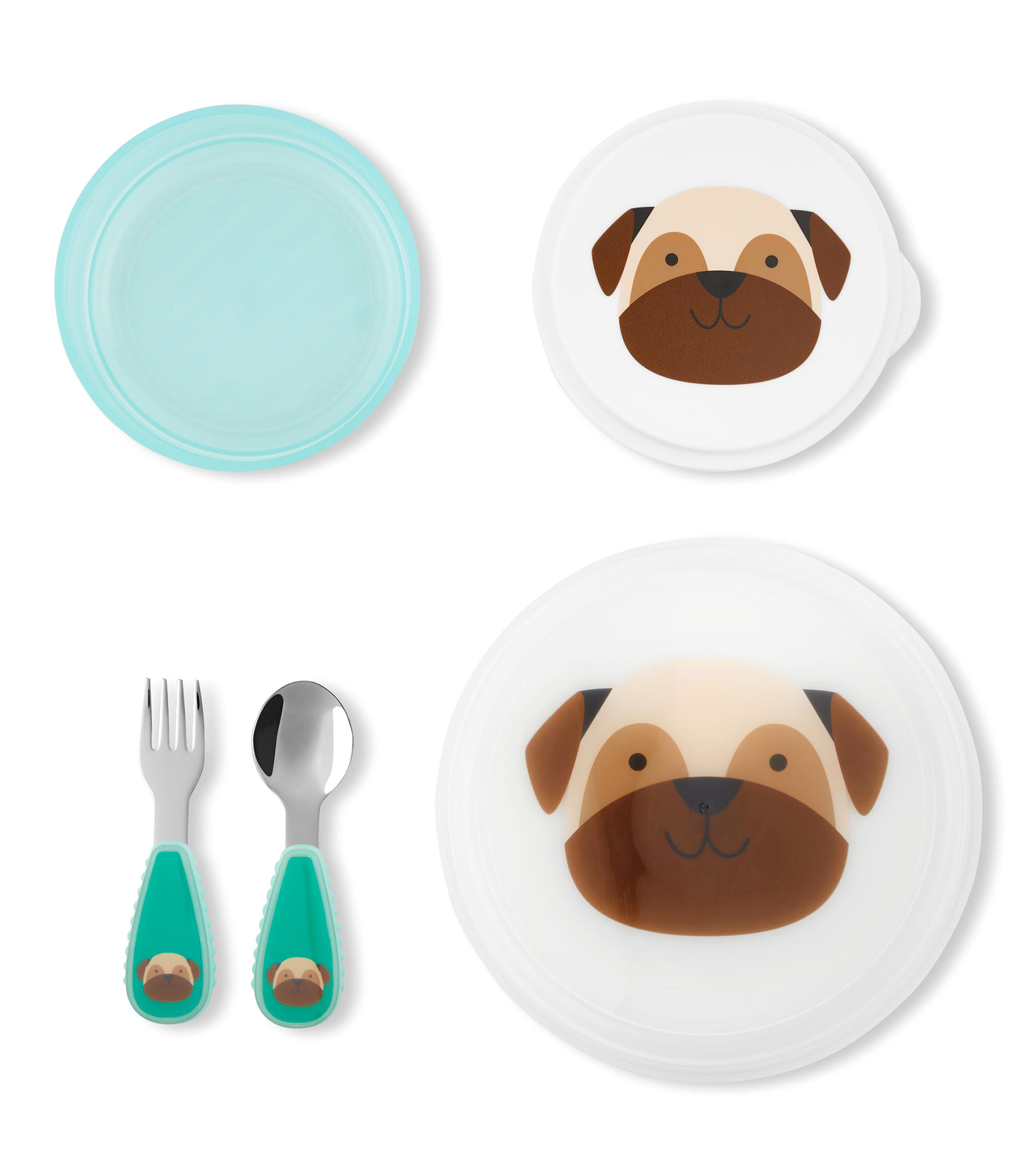 Set de Utensilios para Comida Pug 5 piezas
