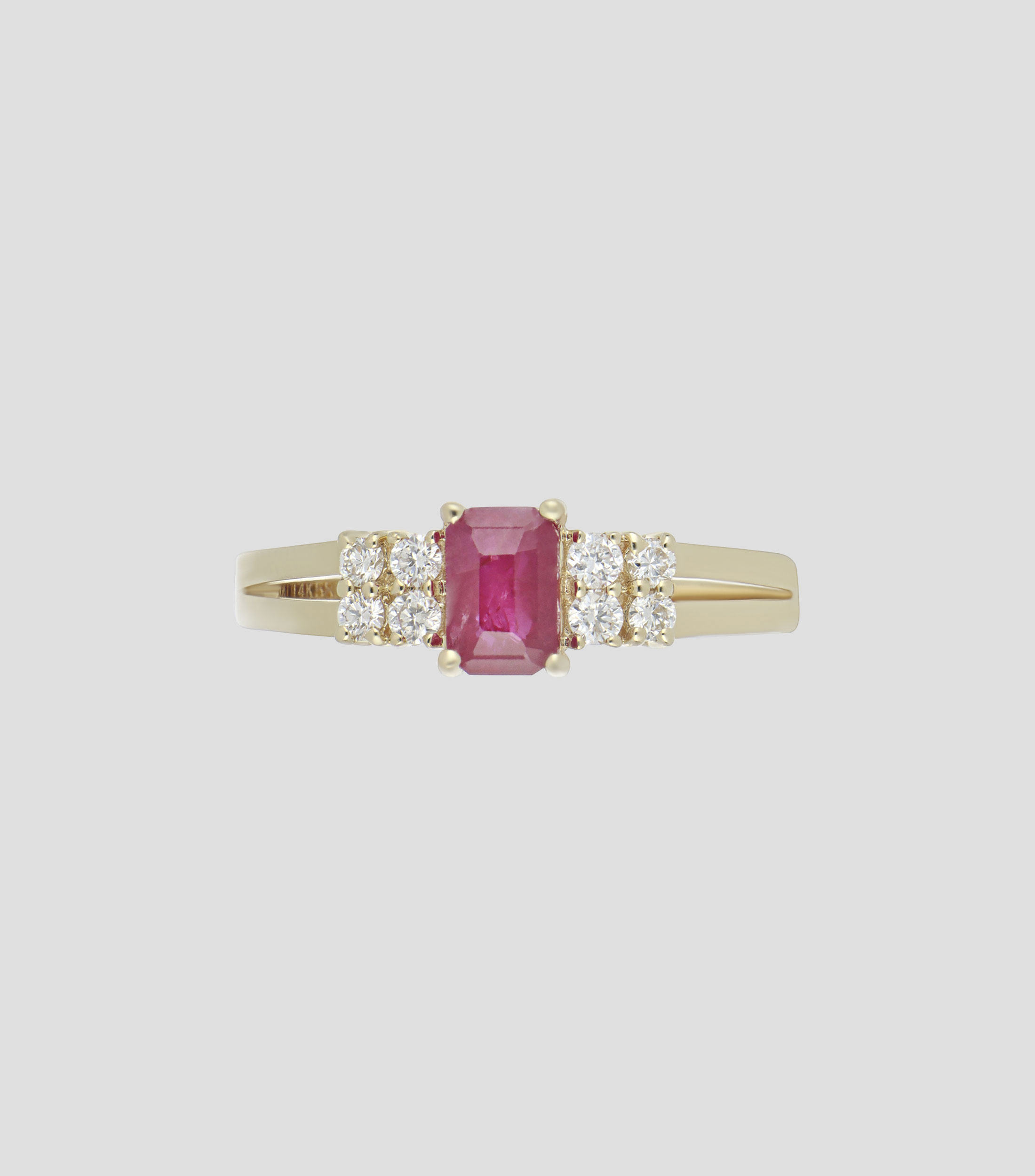 Anillo en oro con rubí y diamante Mujer