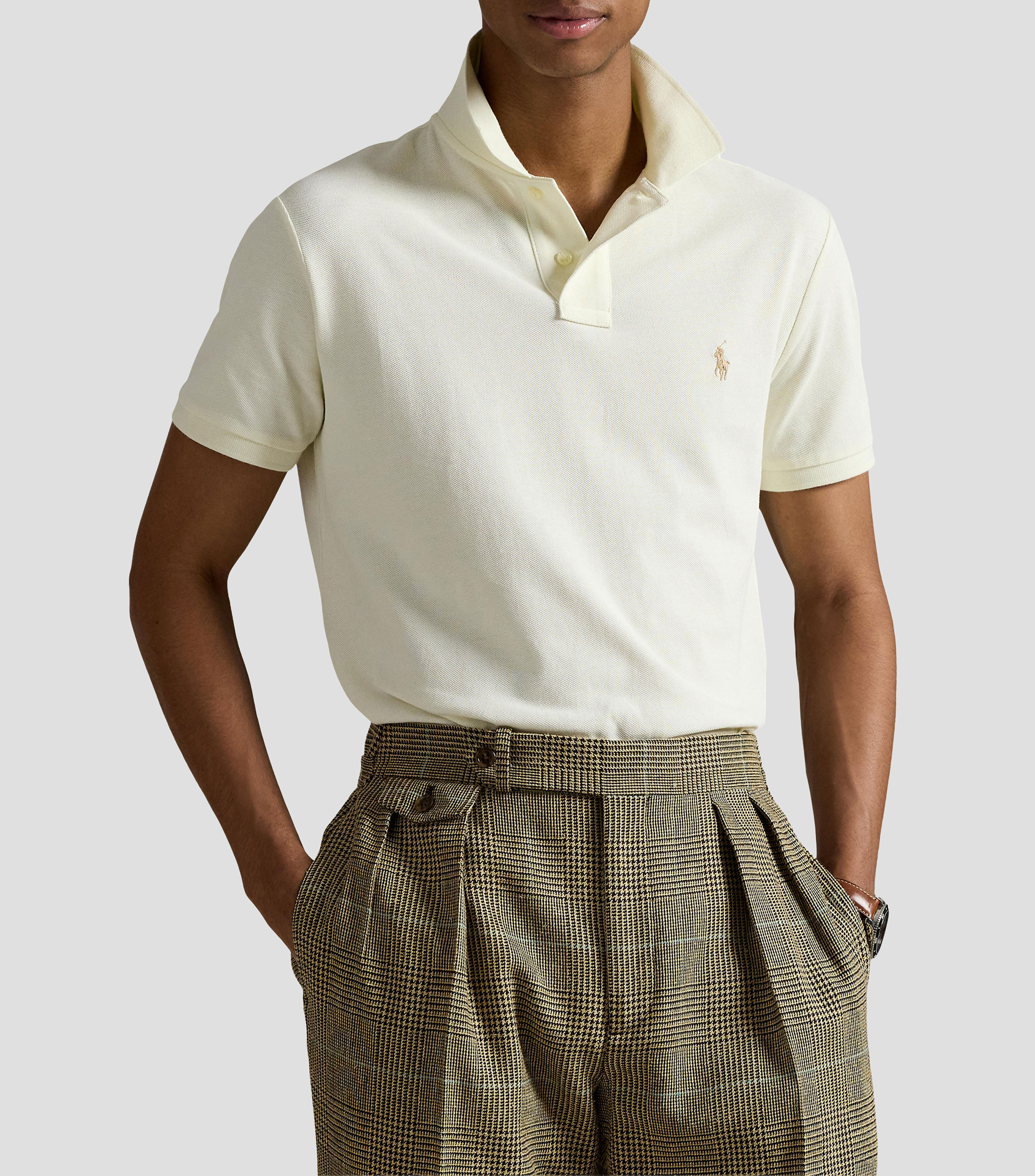 Playera polo manga corta lisa Hombre