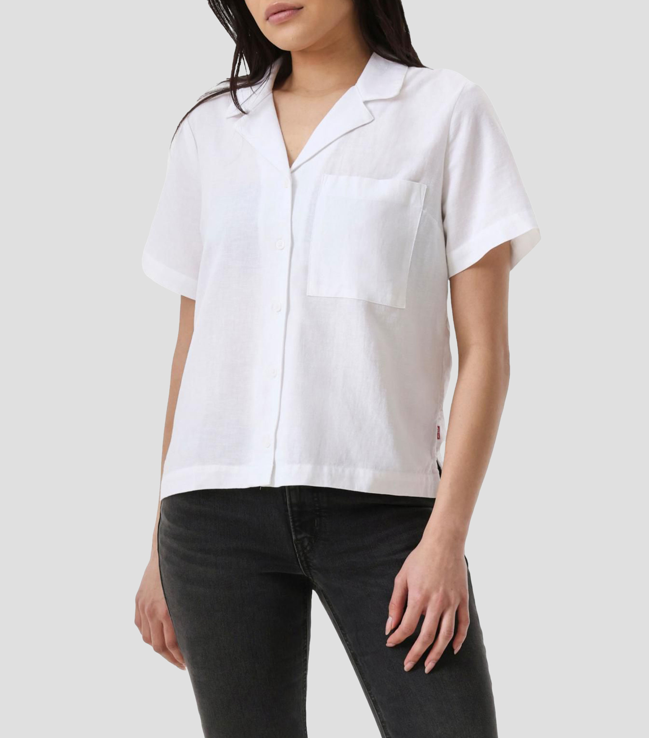 Camisa lisa con manga corta Mujer