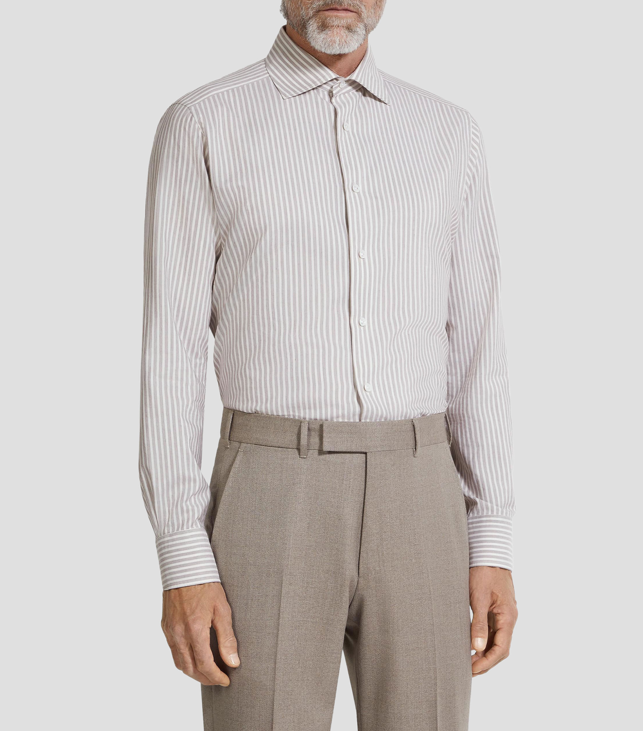 Camisa con rayas manga larga Hombre