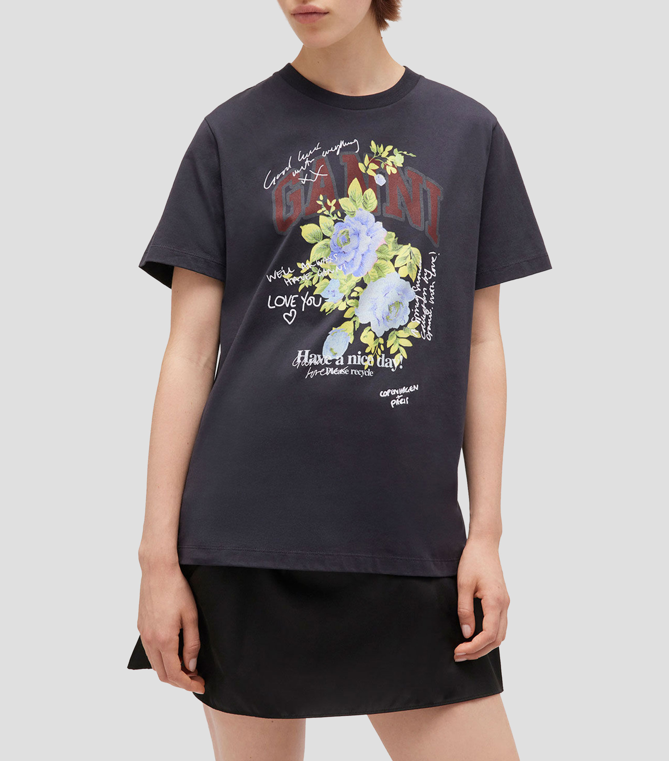 Playera cuello redondo manga corta estampada Mujer