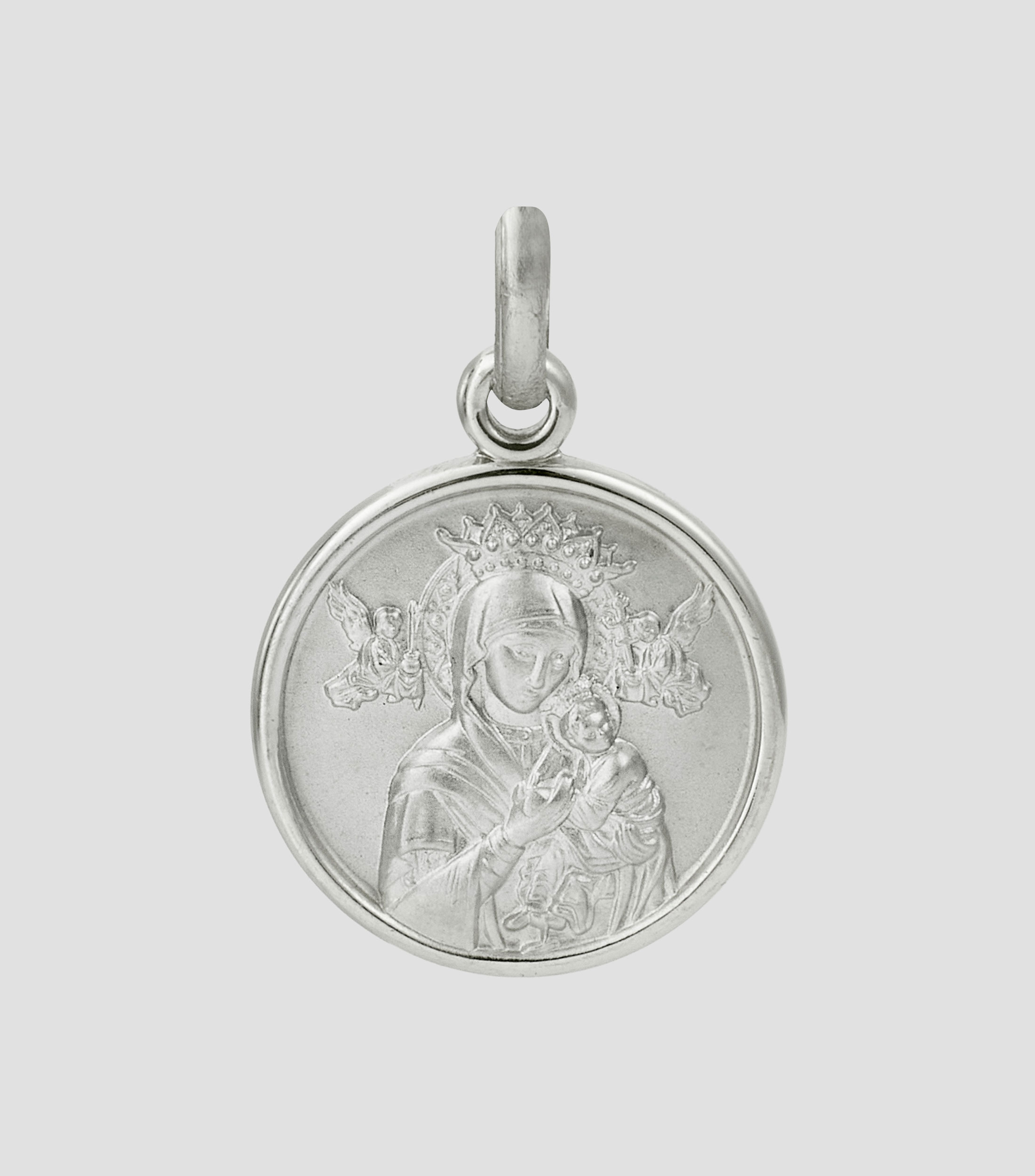 Dije en oro blanco de 14 kilates Nuestra Senora del Perpetuo Mujer