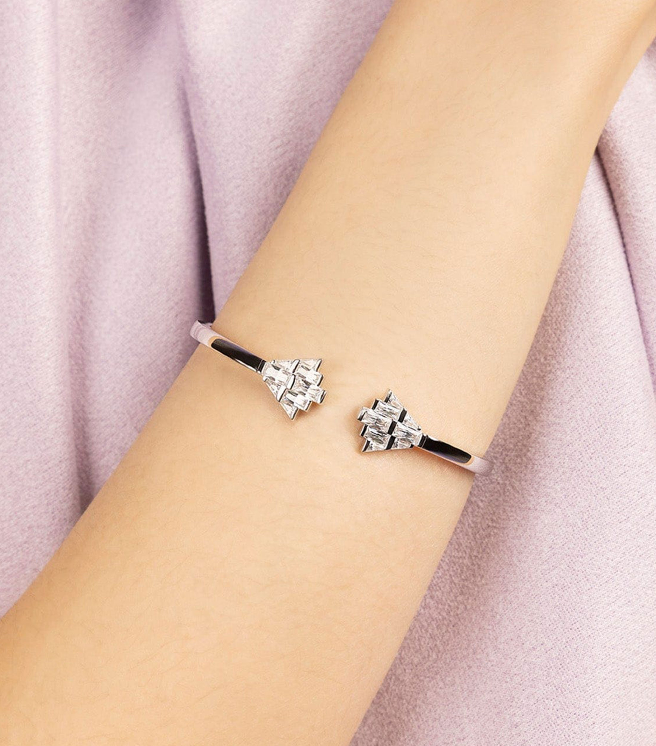 Brazalete en plata .925 con incrustaciones de zirconia Printemps Mujer