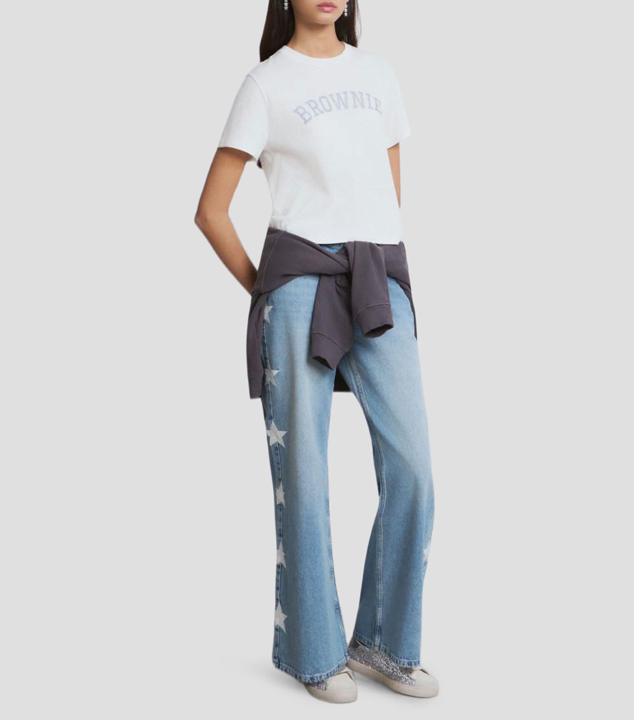 Playera cuello redondo manga corta estampada Mujer