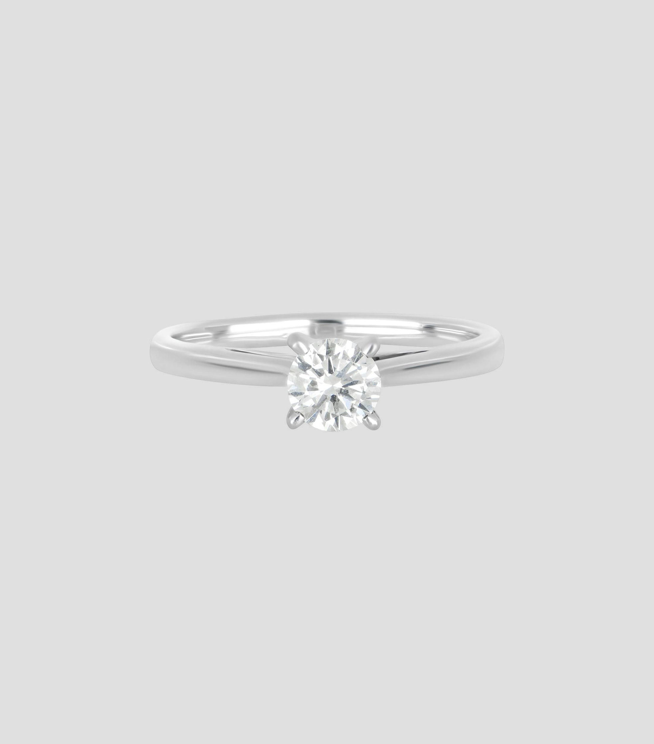 Anillo de compromiso en oro blanco de 14 kilates con diamante natural incrustado Mujer