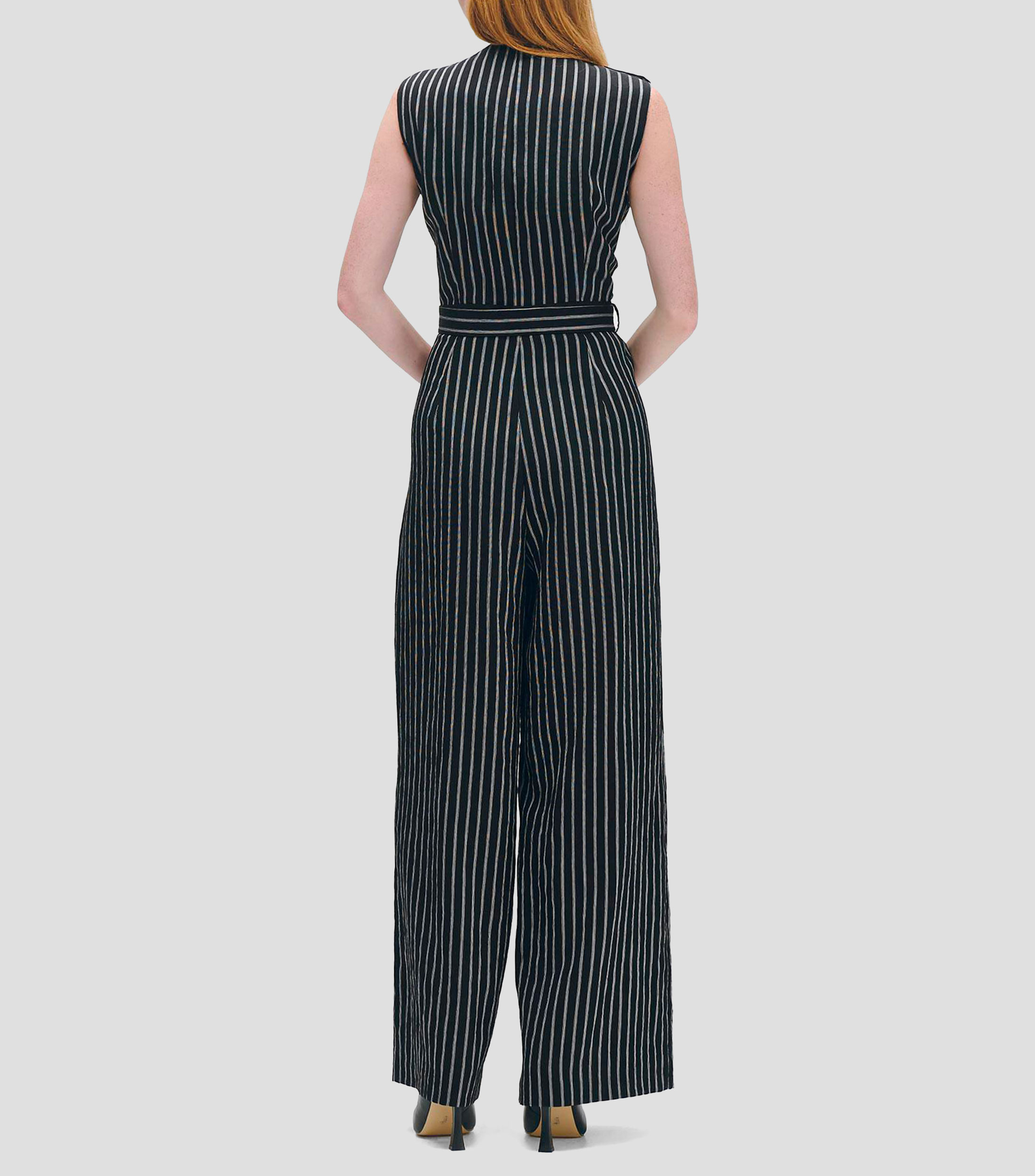 Jumpsuit Palazzo A Rayas Efecto Corrugado Mujer