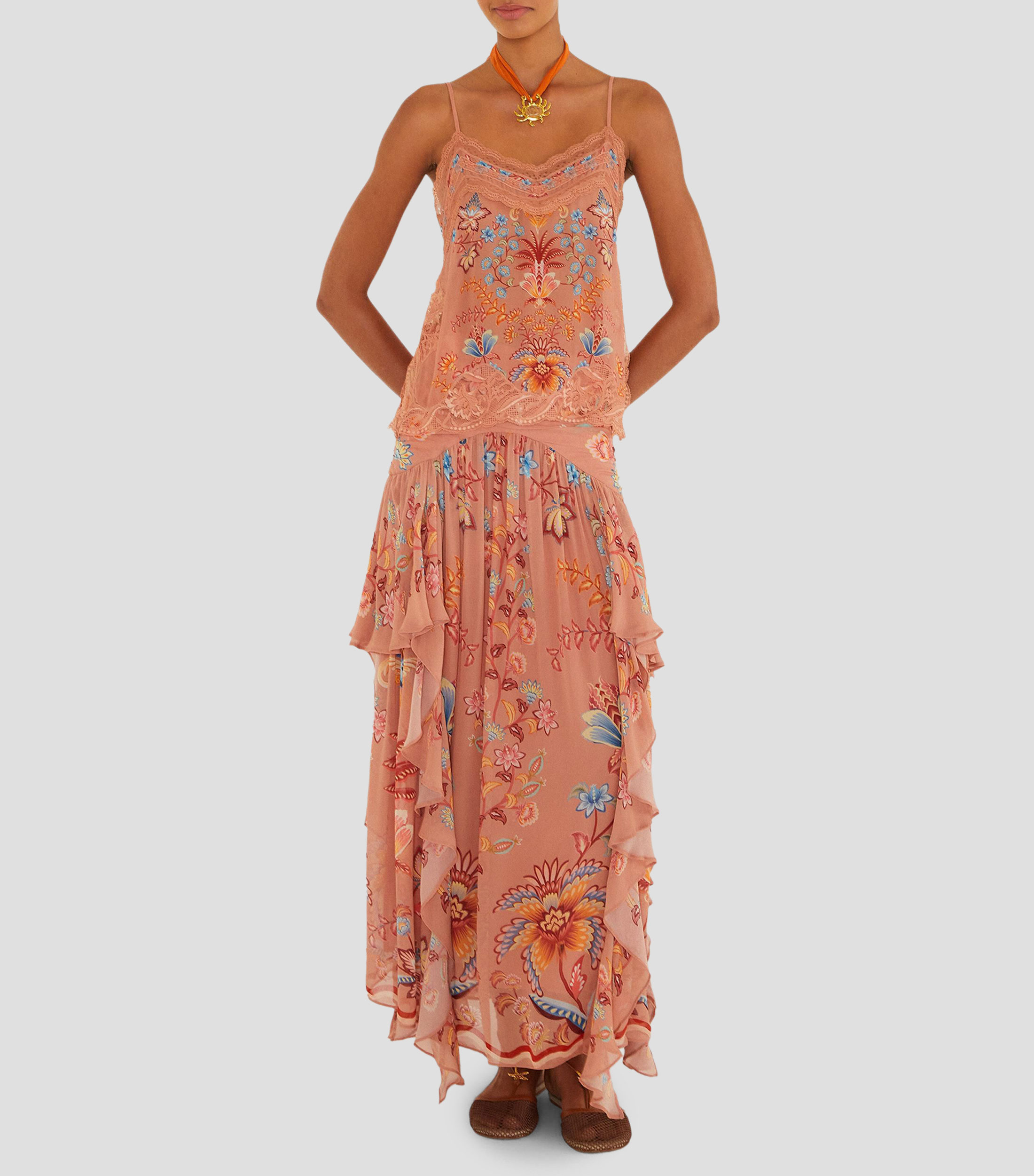 Falda larga de corte recto con estampado de flores Boho Enchance Mujer