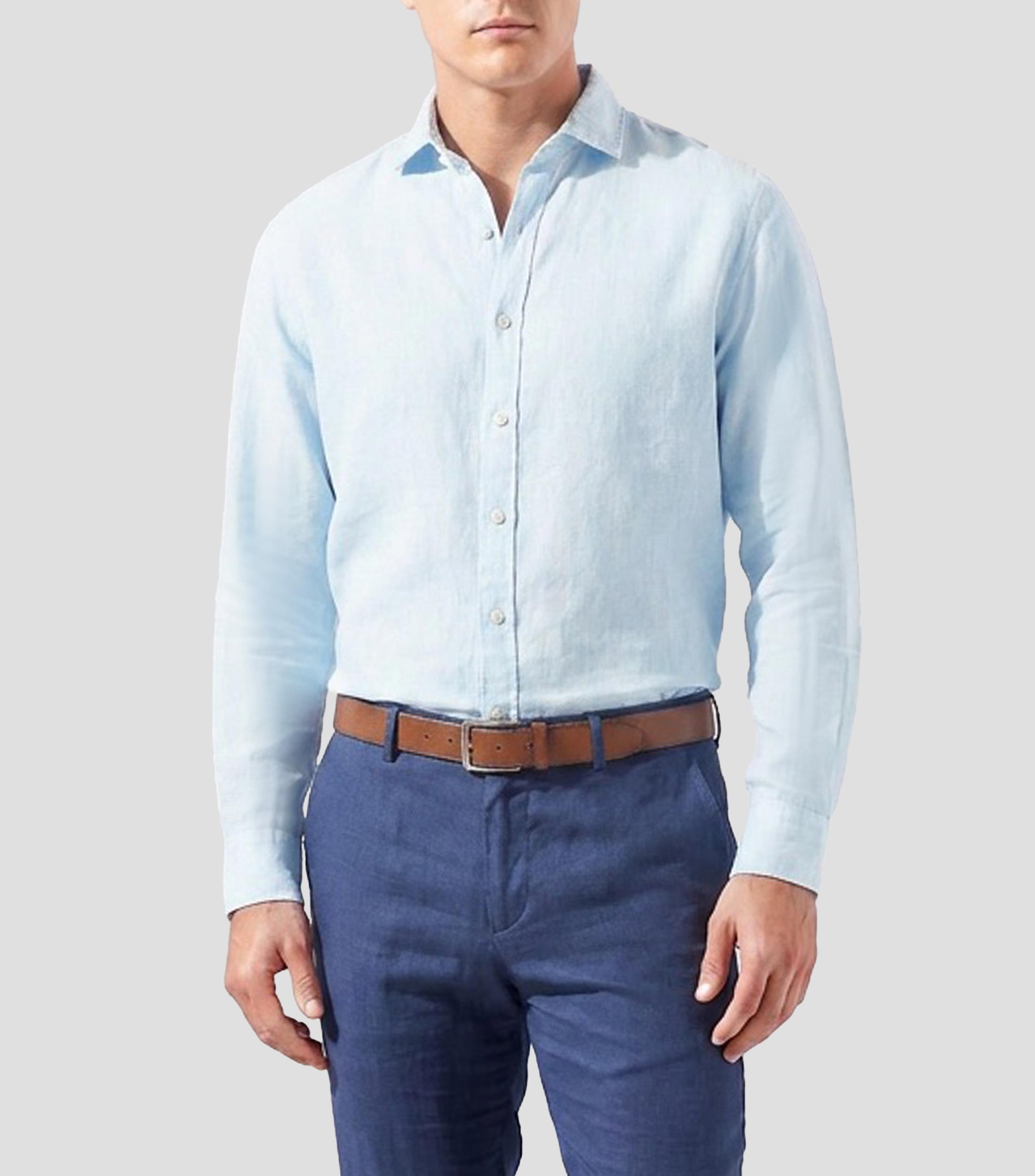 Camisa lisa manga larga Hombre