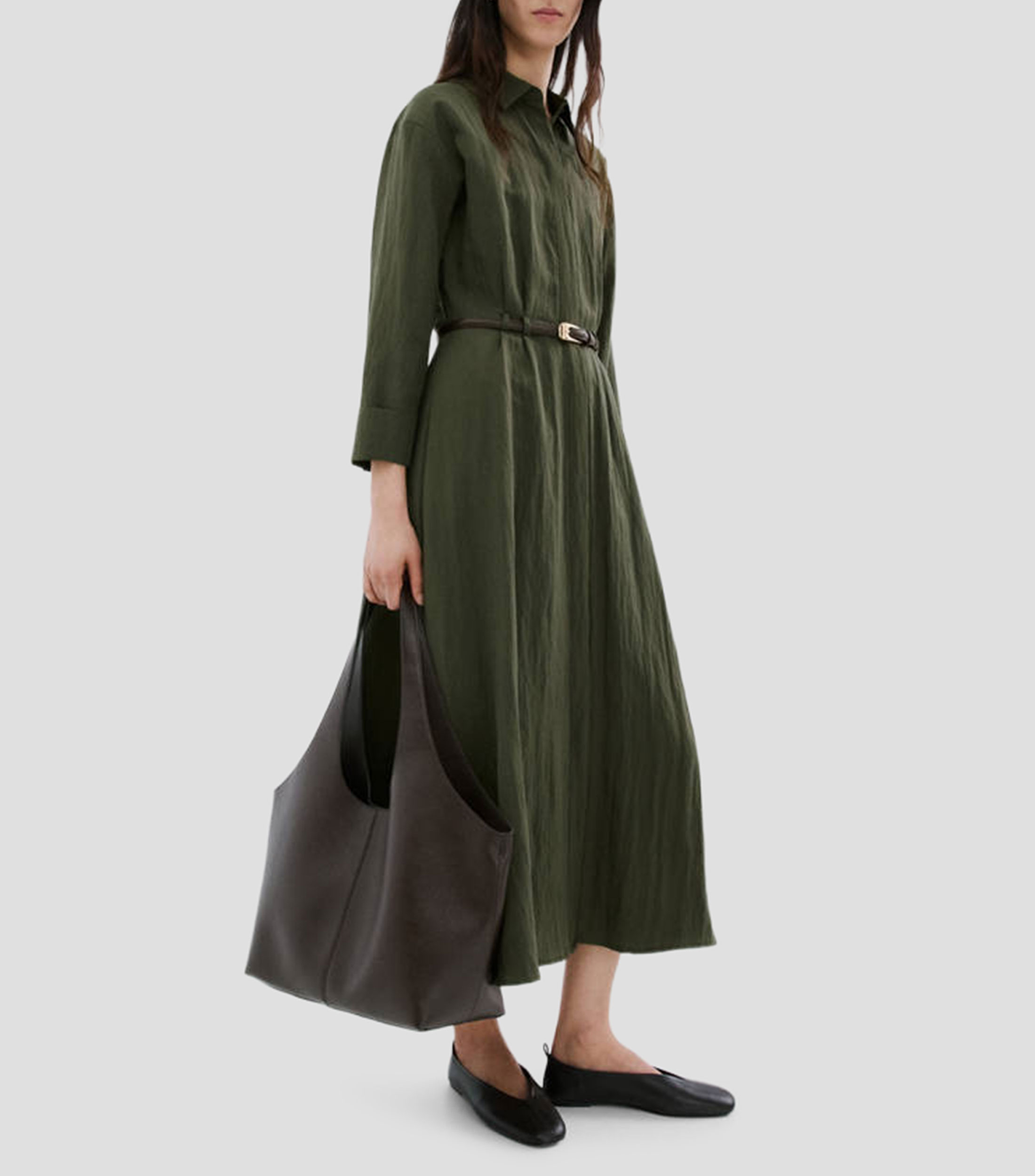 Vestido casual largo manga larga liso Trecky Mujer