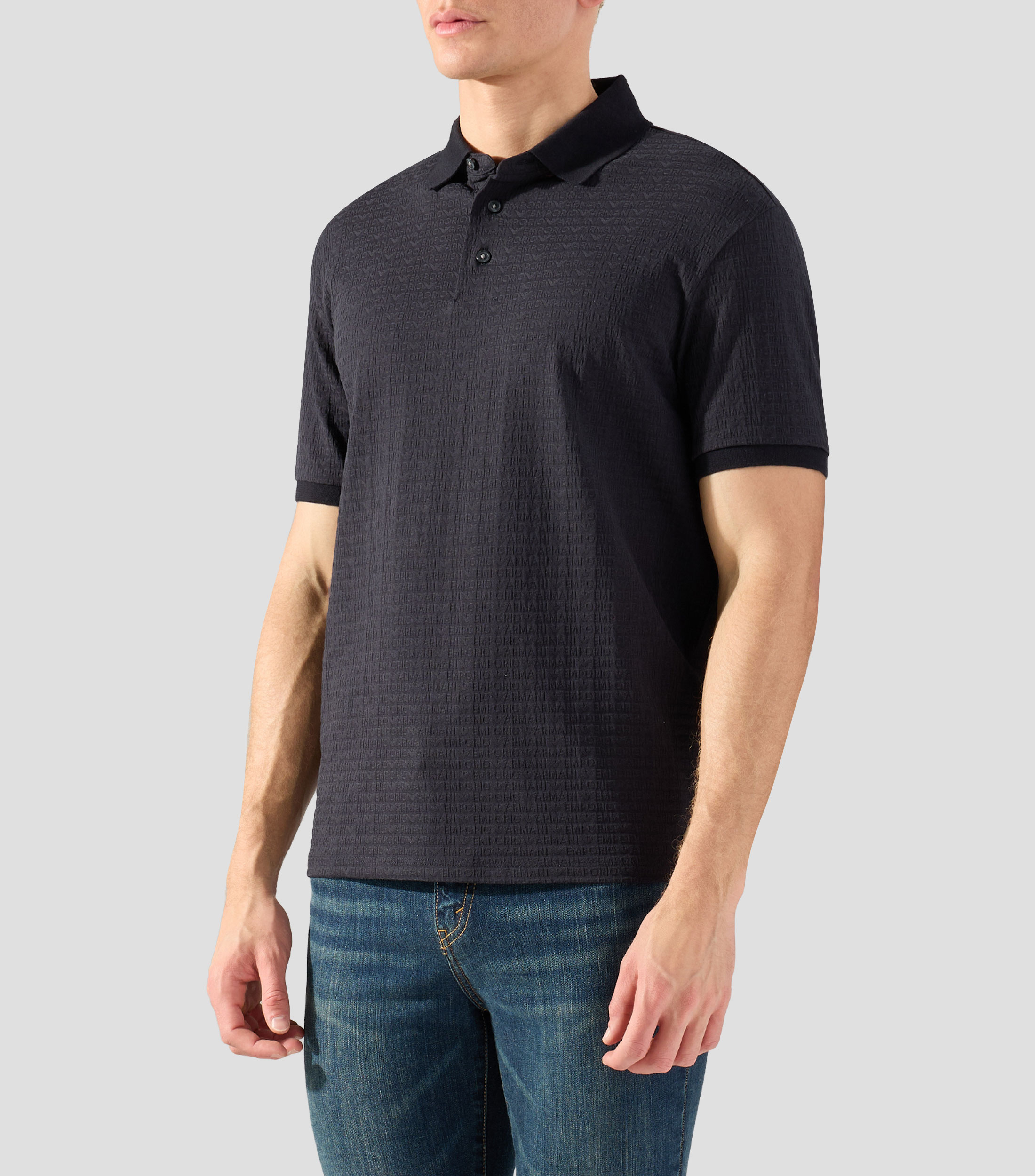 Playera tipo polo con manga corta y jacquard Hombre