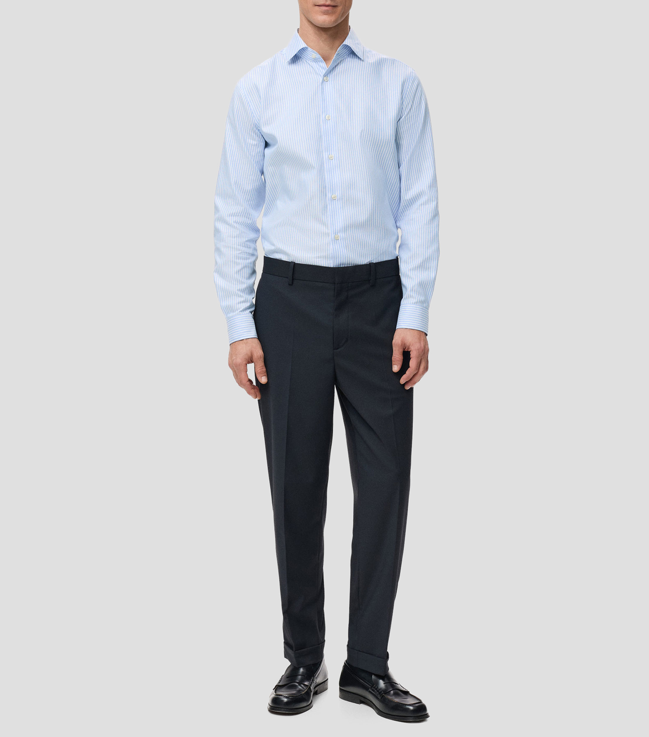 Camisa líneas manga larga Hombre