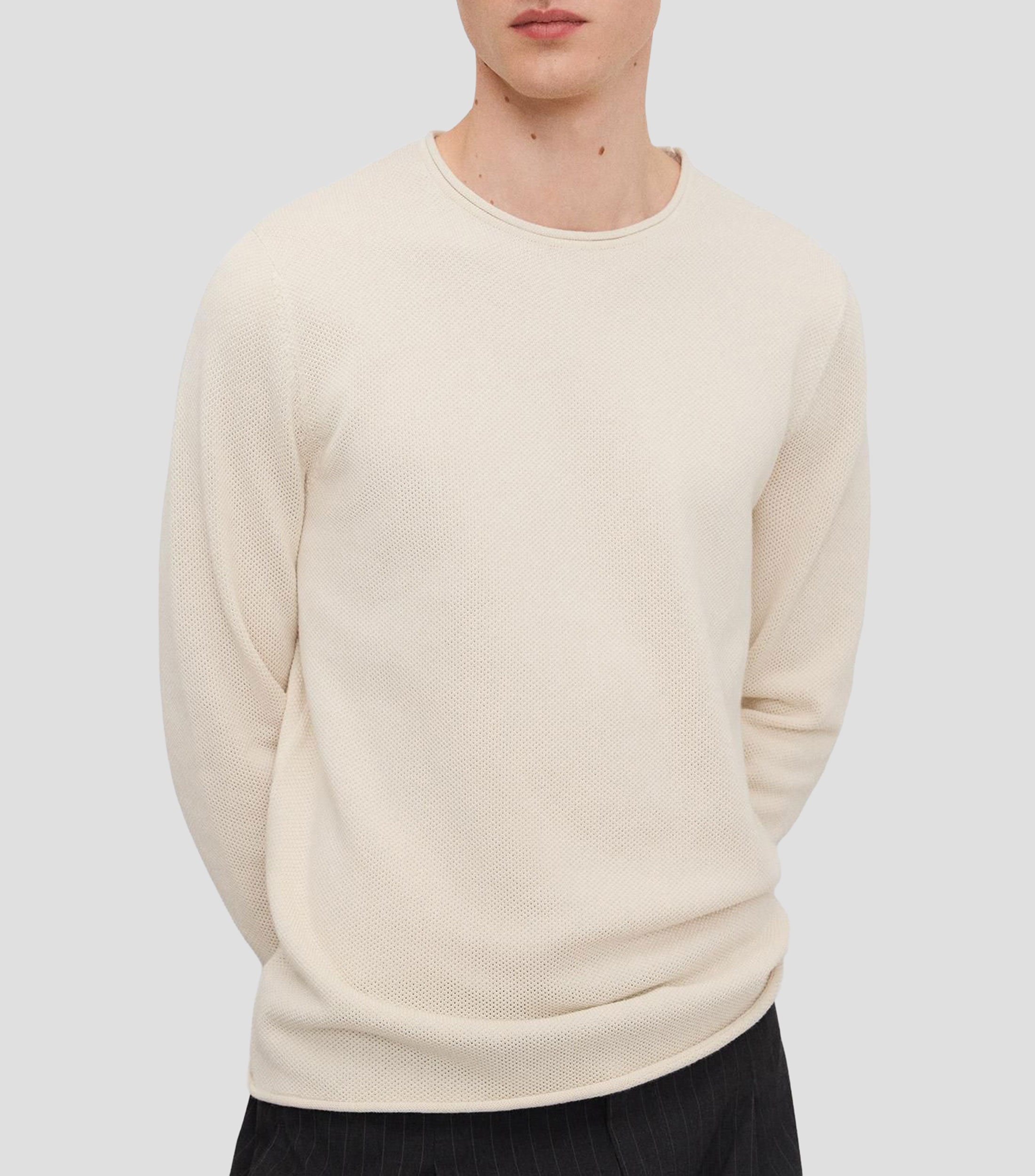 Playera cuello redondo manga larga lisa Hombre