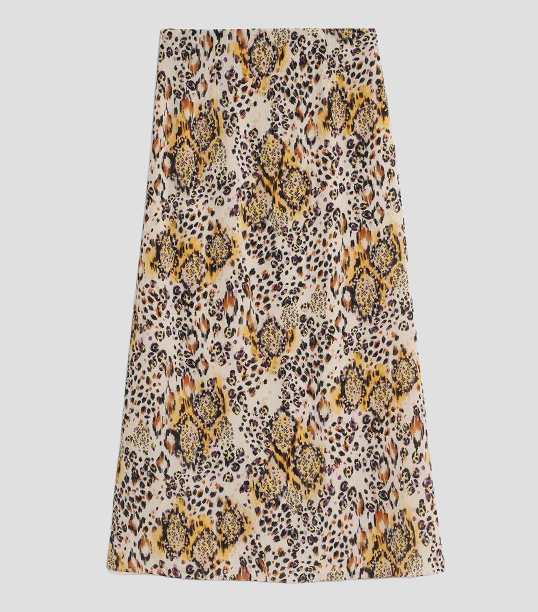 Falda midi de corte A con animal print Mujer