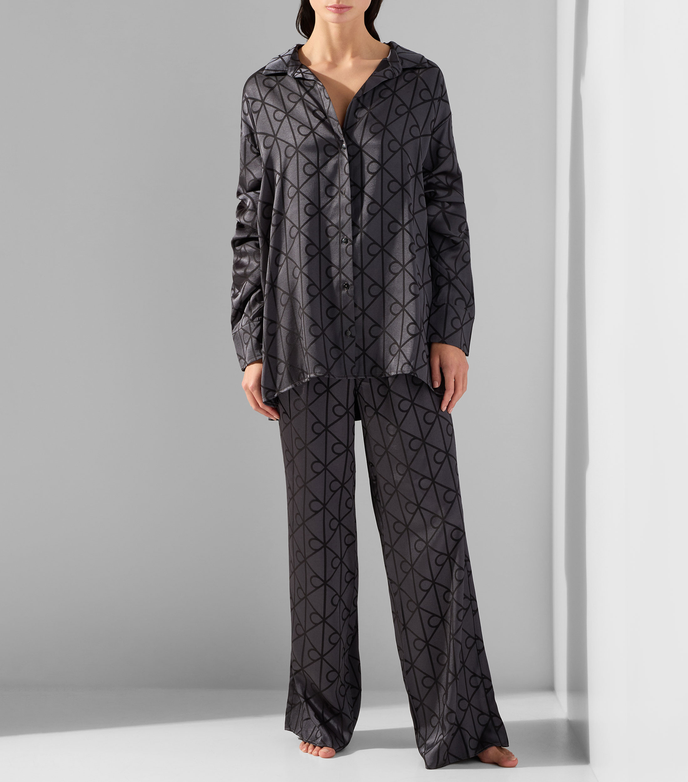 Camisa pijama estampada manga larga Mujer