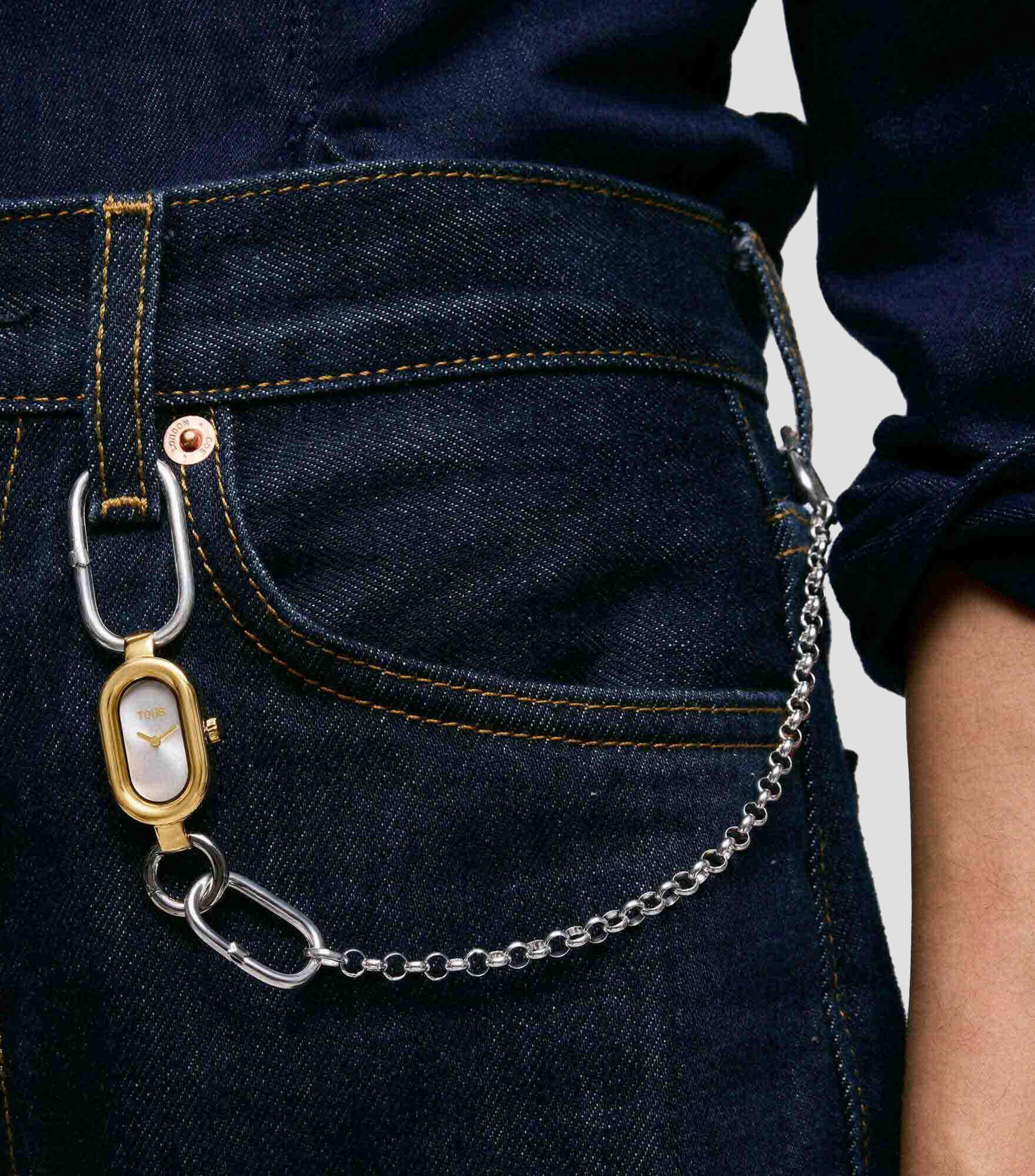 Reloj para Mujer Hold Oval Casual, plateado/dorado