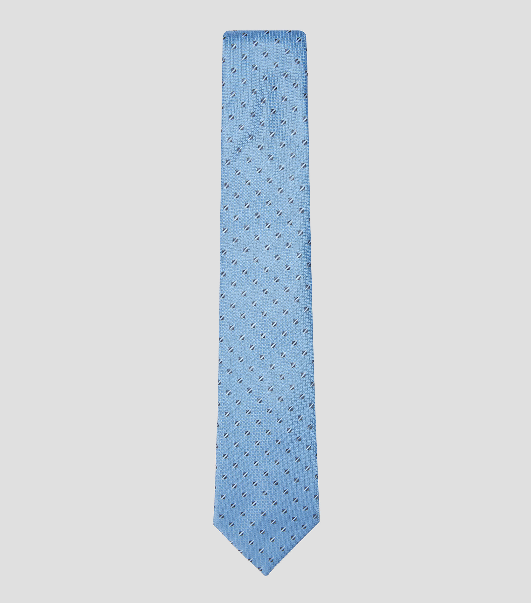 Corbata ancha en seda azul con jacquard