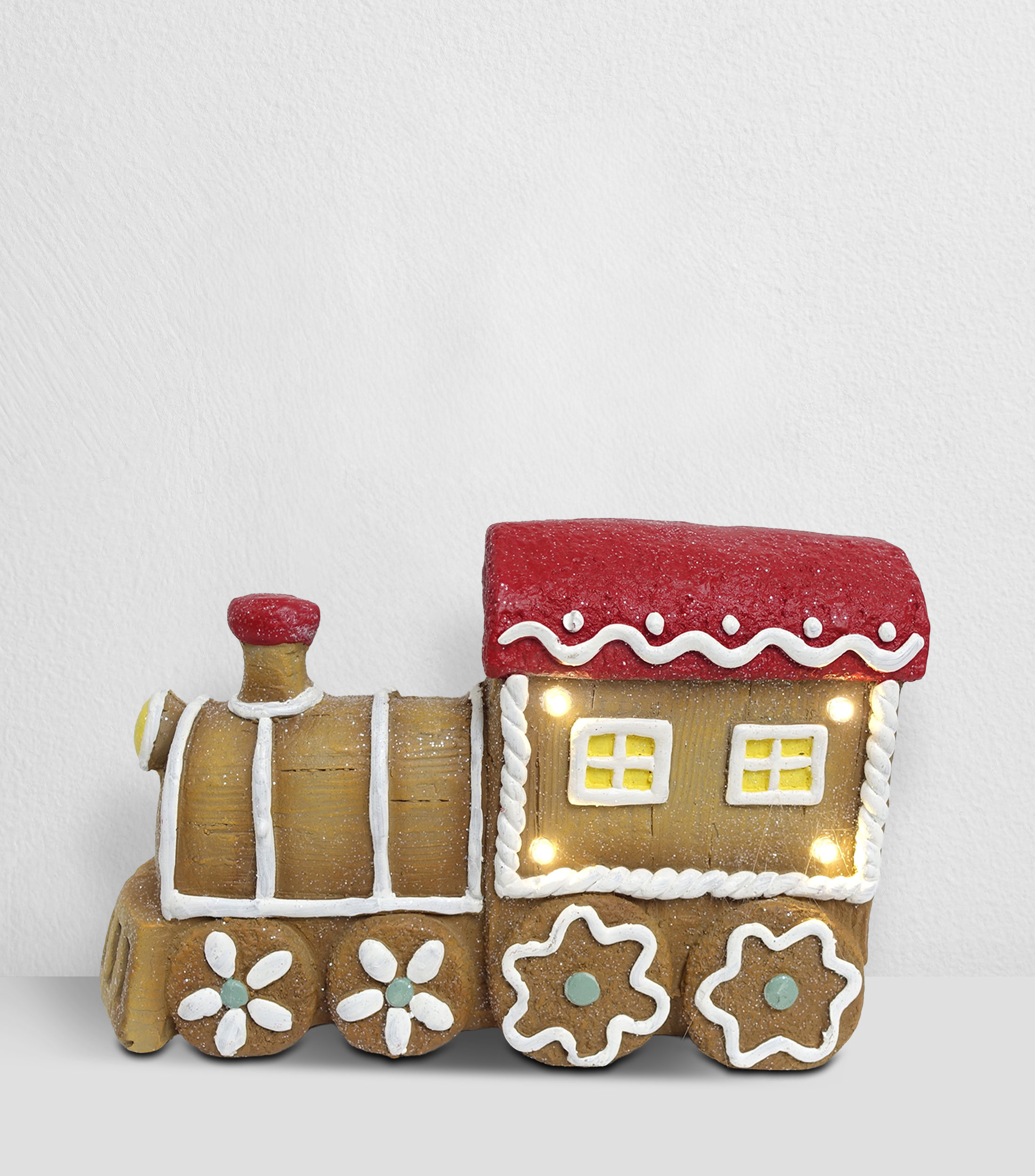 Figura decorativa Navideña Tren Pottery Ginger con luz