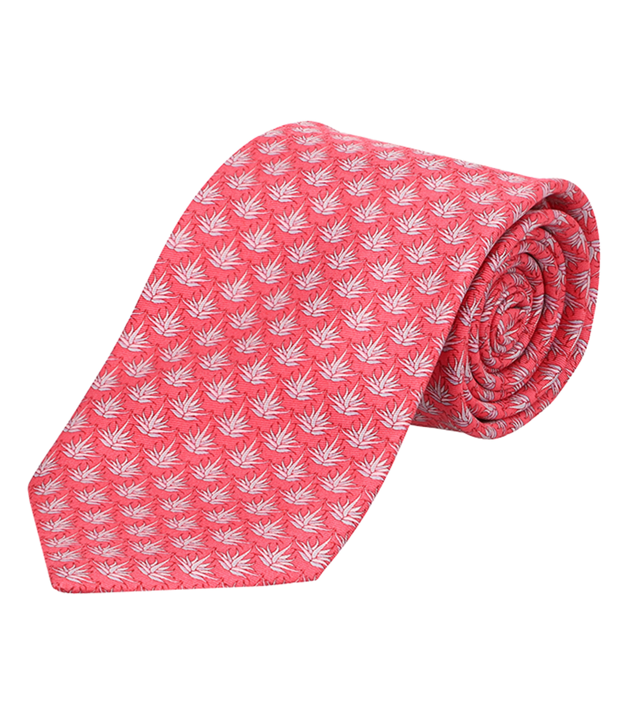 Corbata ancha de seda rosa con agaves