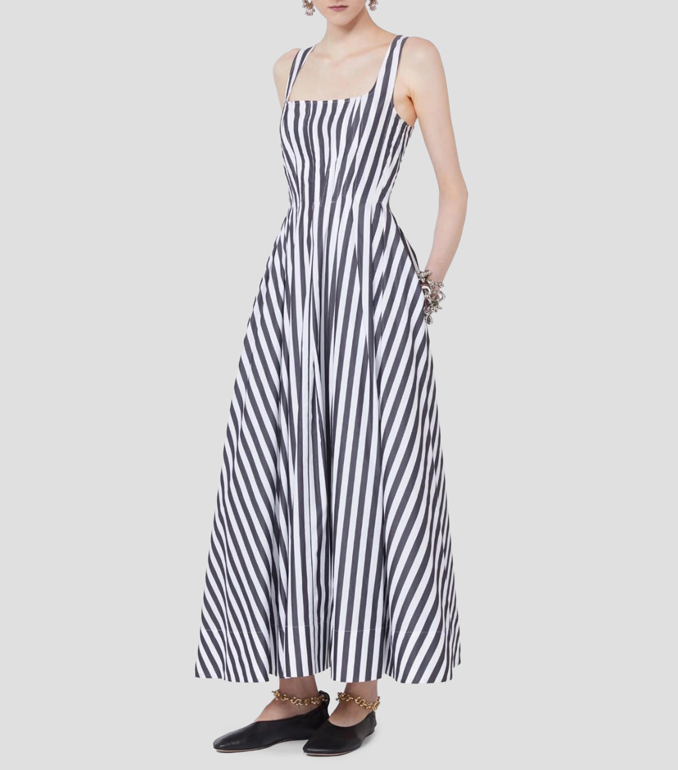 Vestido largo con rayas Mujer