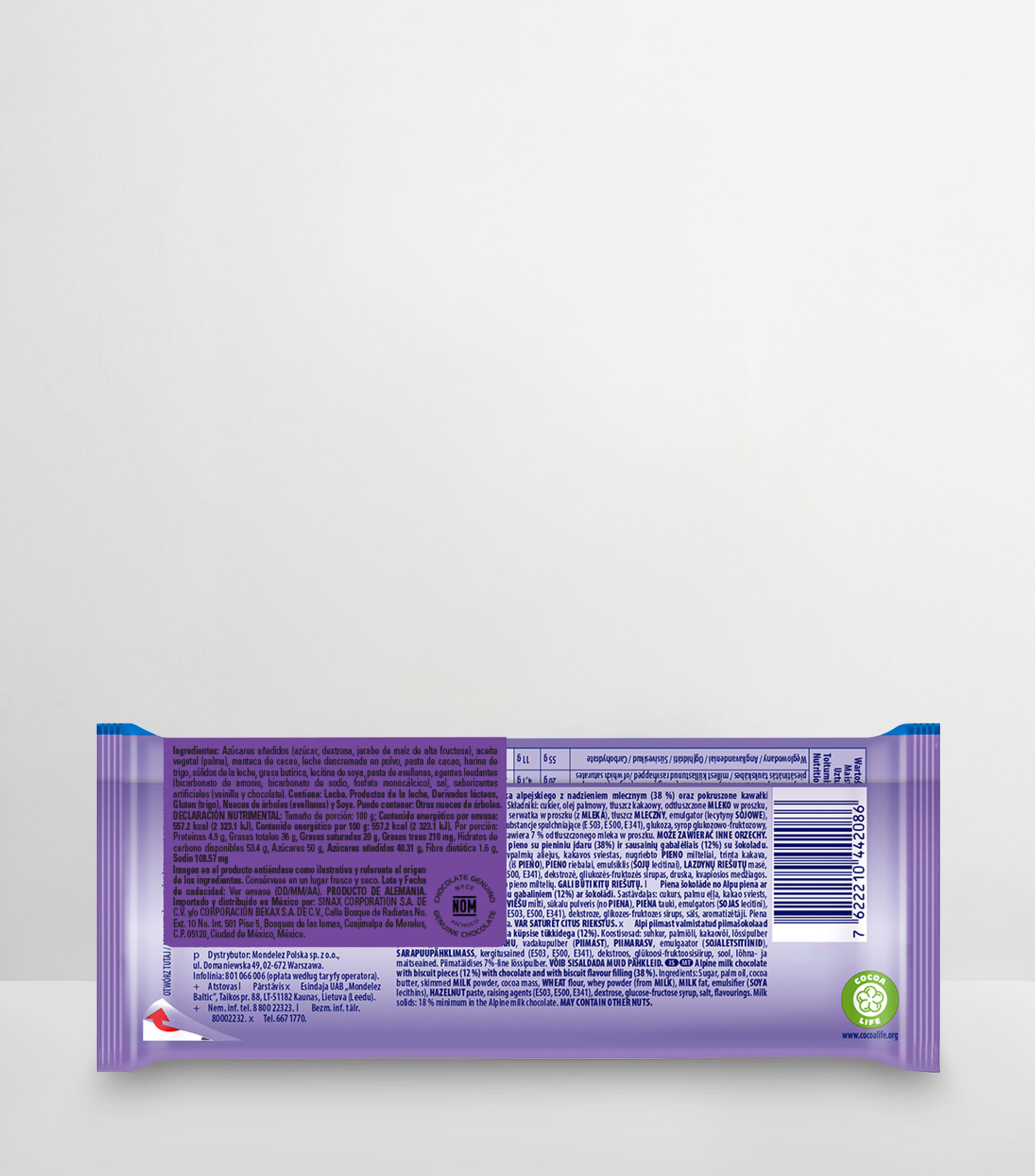 Chocolate con leche y trozos de galleta, 100 gr